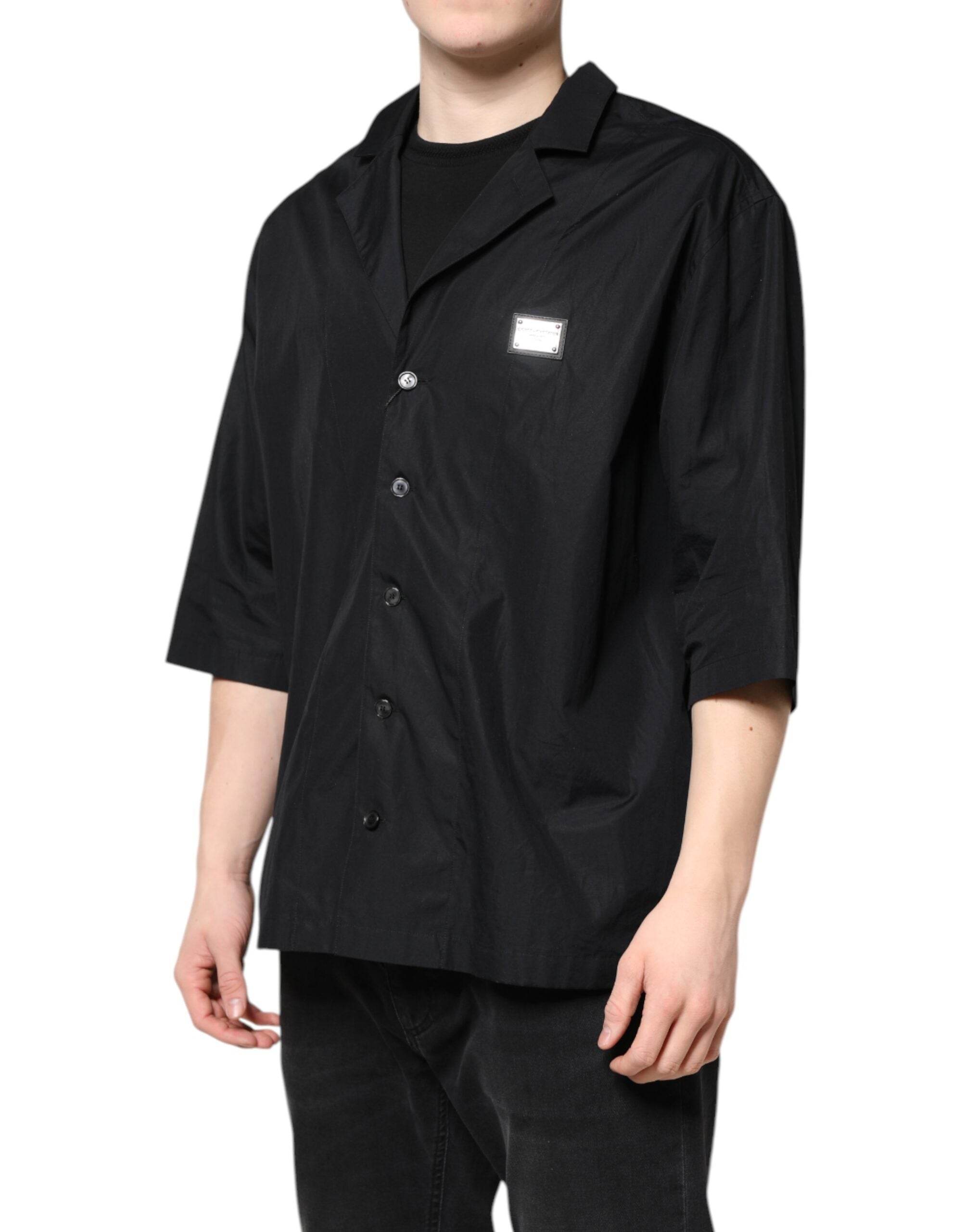 Dolce & Gabbana Black Short Sleeves Button Down Casual Shirt - Hilstor