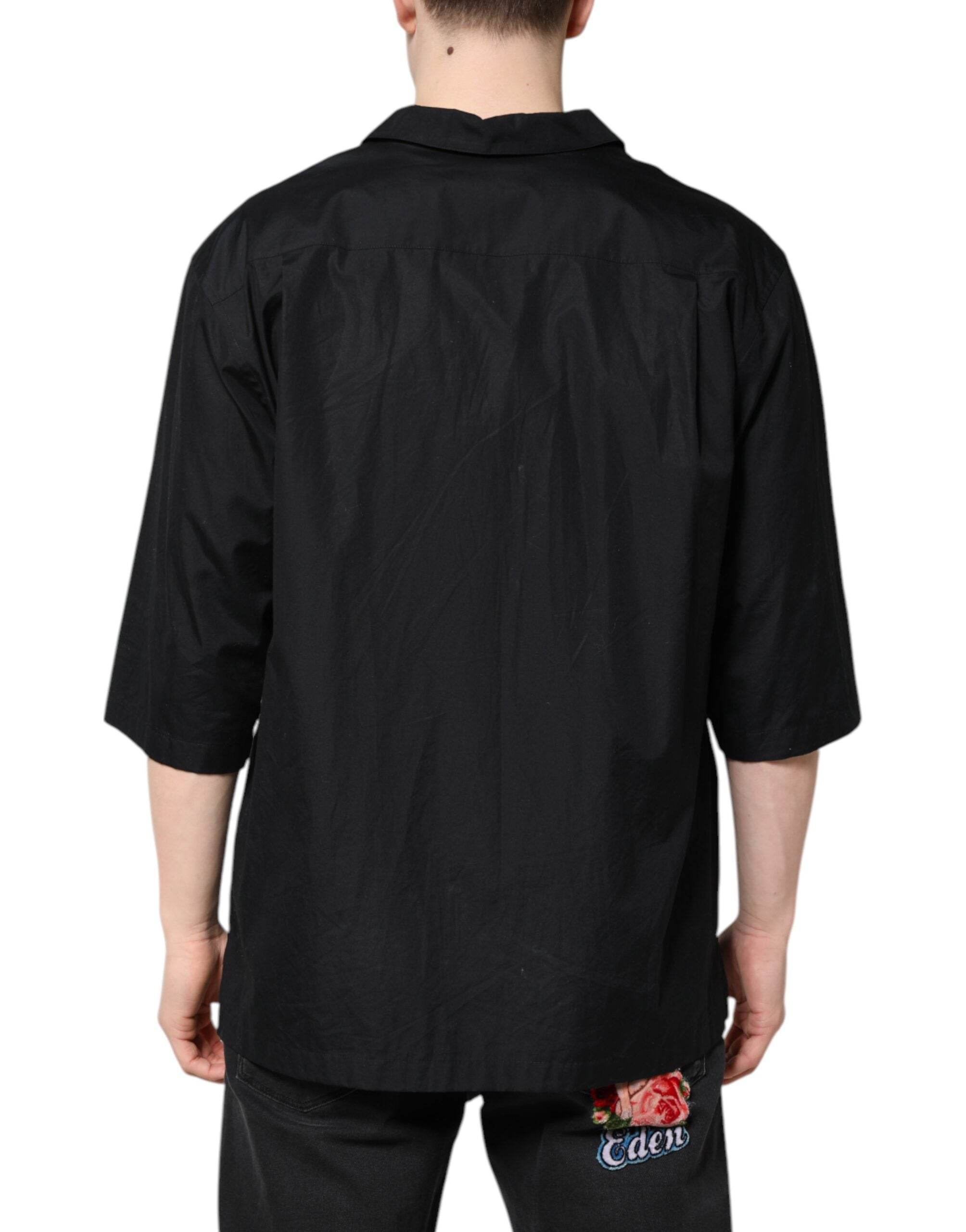 Dolce & Gabbana Black Short Sleeves Button Down Casual Shirt - Hilstor