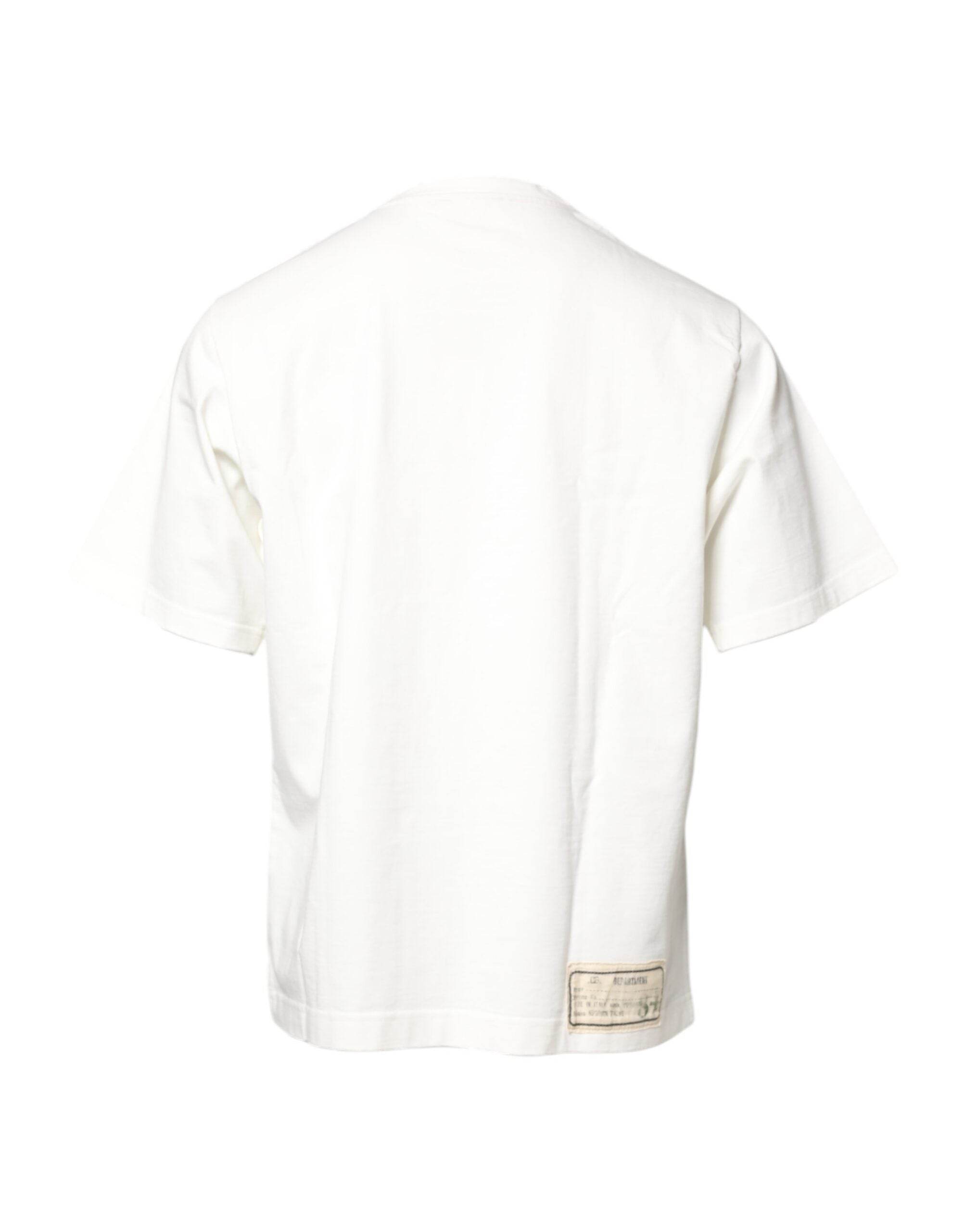 Dolce & Gabbana White LOVE & PEACE Print Crew Neck T-shirt - Hilstor