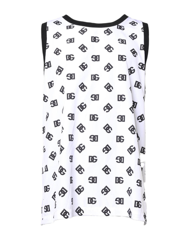 Dolce & Gabbana White Polyester Sleeveless DG Logo T-shirt - Hilstor