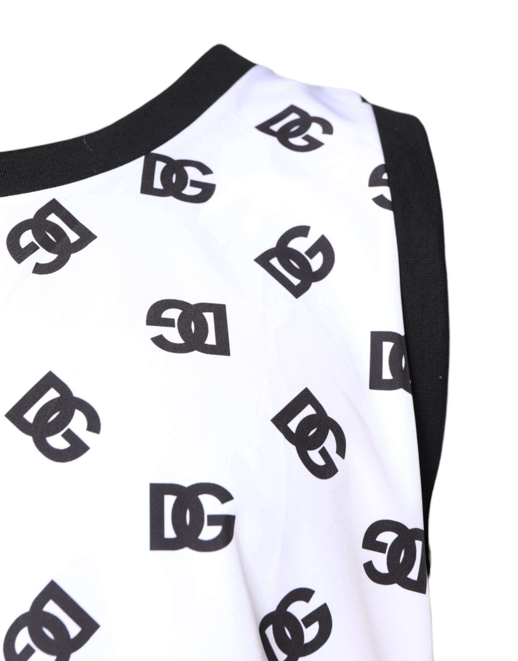 Dolce & Gabbana White Polyester Sleeveless DG Logo T-shirt - Hilstor