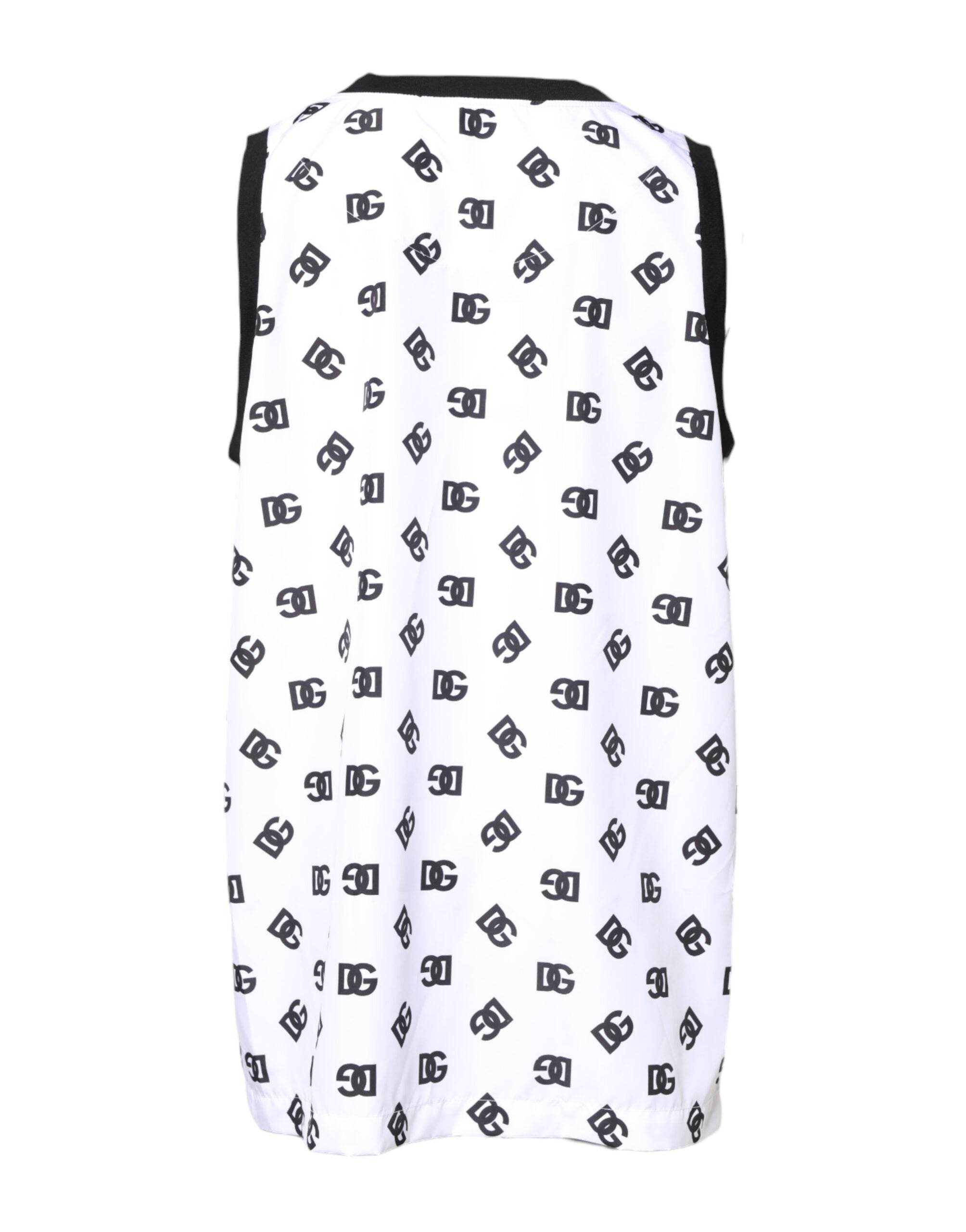 Dolce & Gabbana White Polyester Sleeveless DG Logo T-shirt - Hilstor