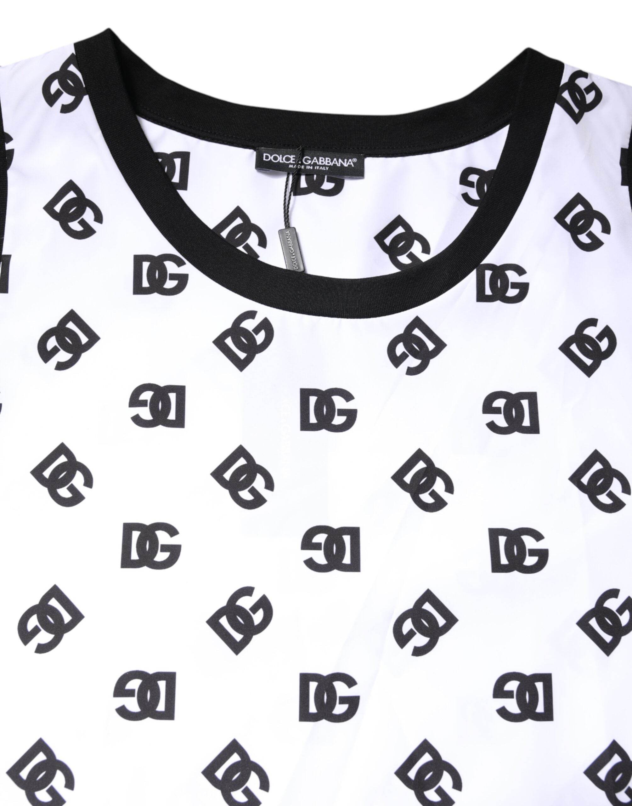Dolce & Gabbana White Polyester Sleeveless DG Logo T-shirt - Hilstor