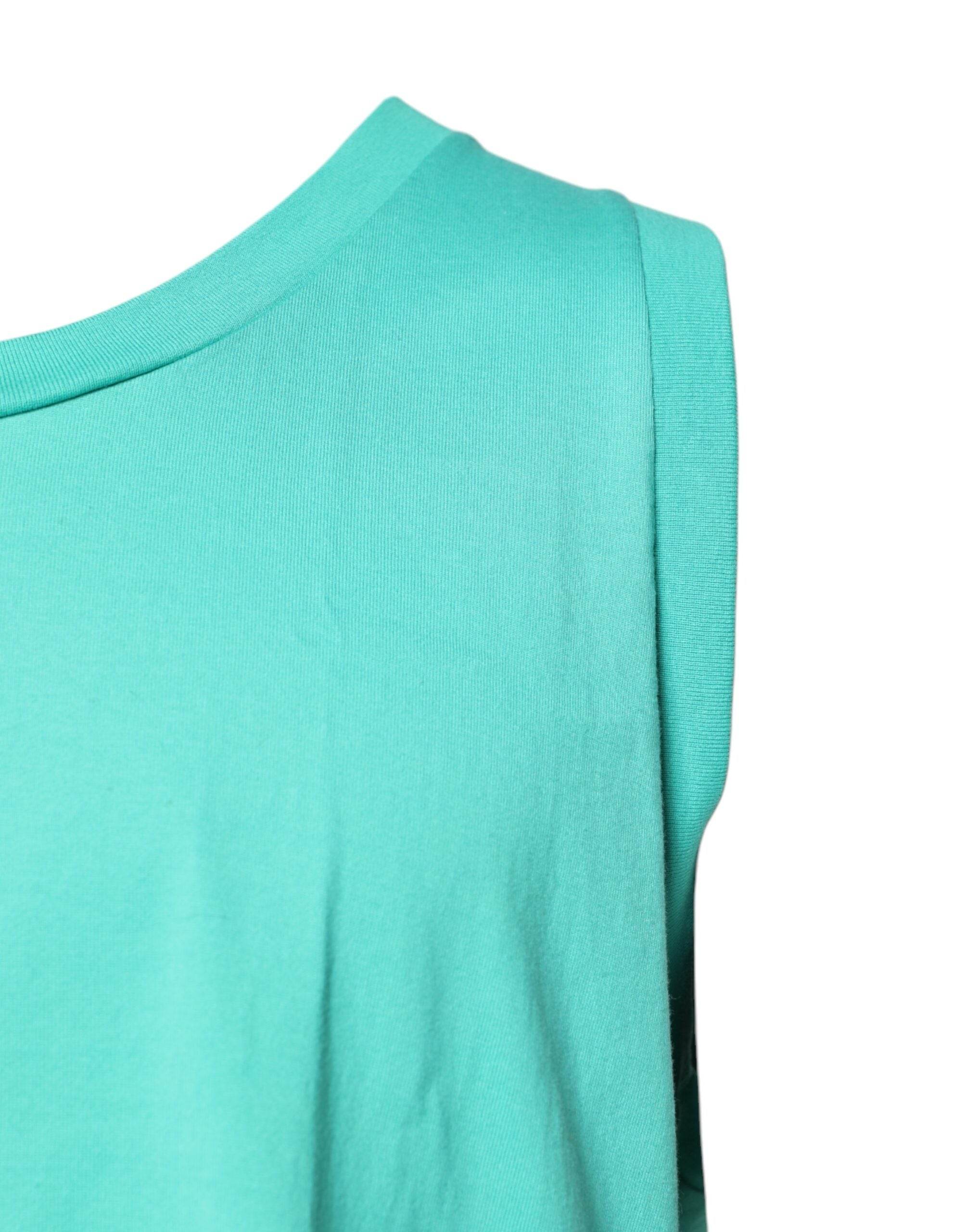 Dolce & Gabbana Green Sleeveless Logo Round Neck T-shirt - Hilstor