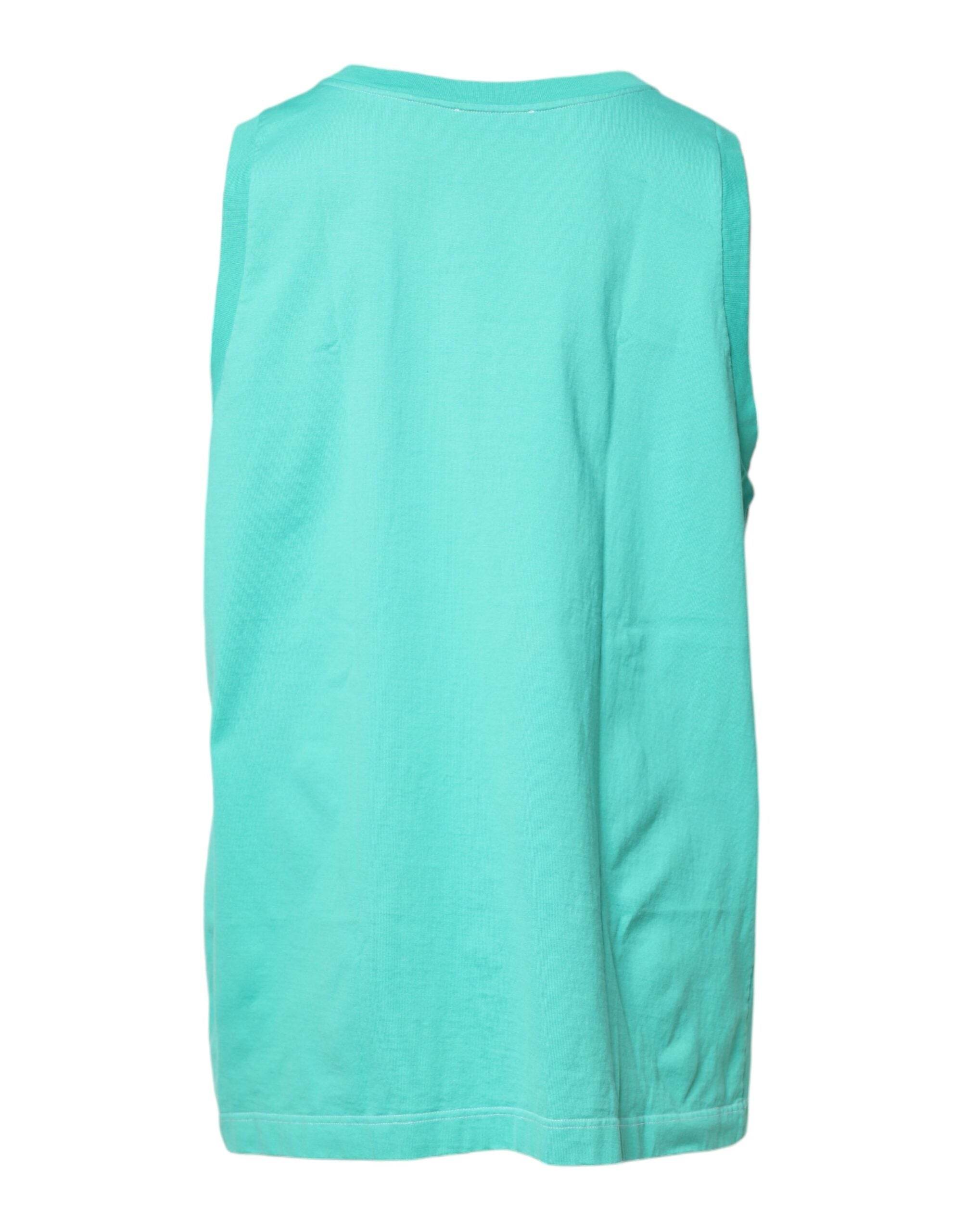 Dolce & Gabbana Green Sleeveless Logo Round Neck T-shirt - Hilstor