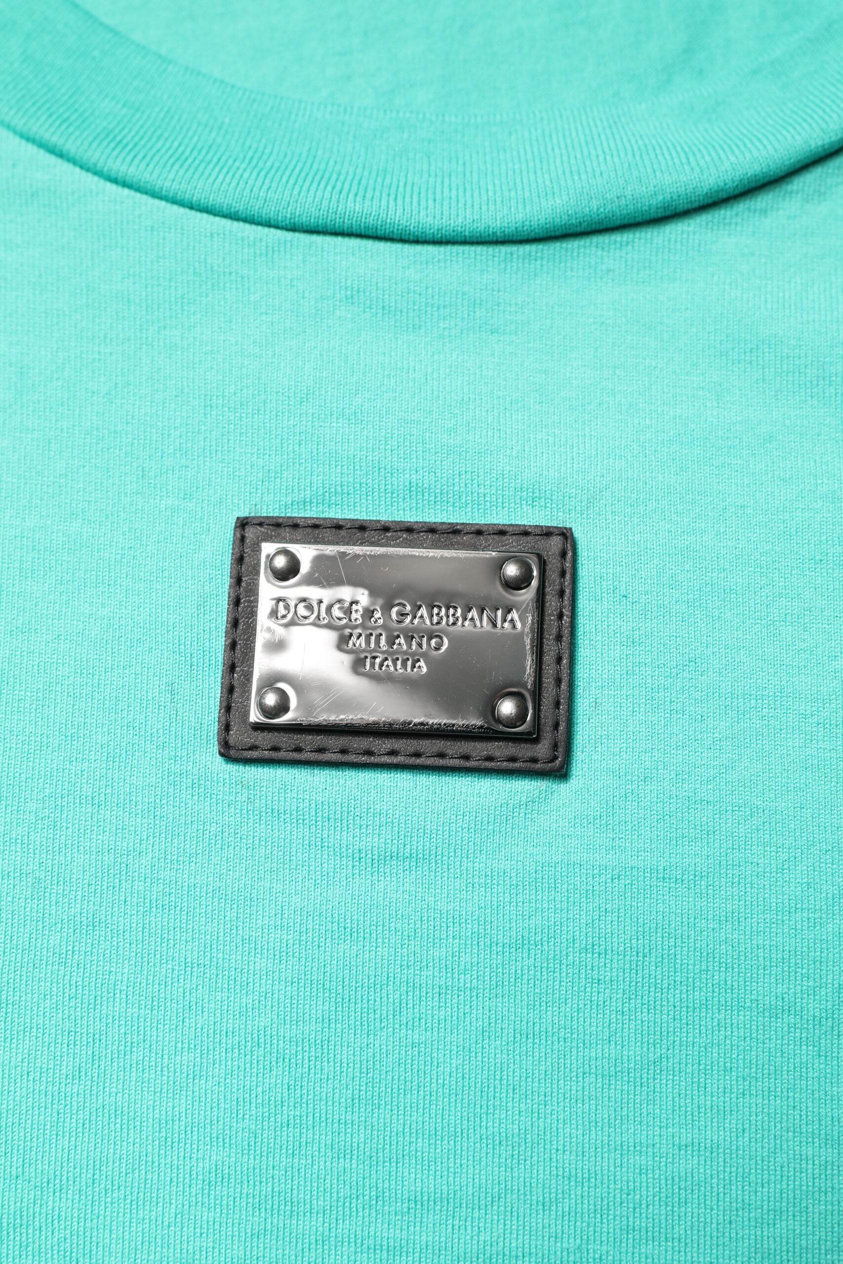 Dolce & Gabbana Green Sleeveless Logo Round Neck T-shirt - Hilstor