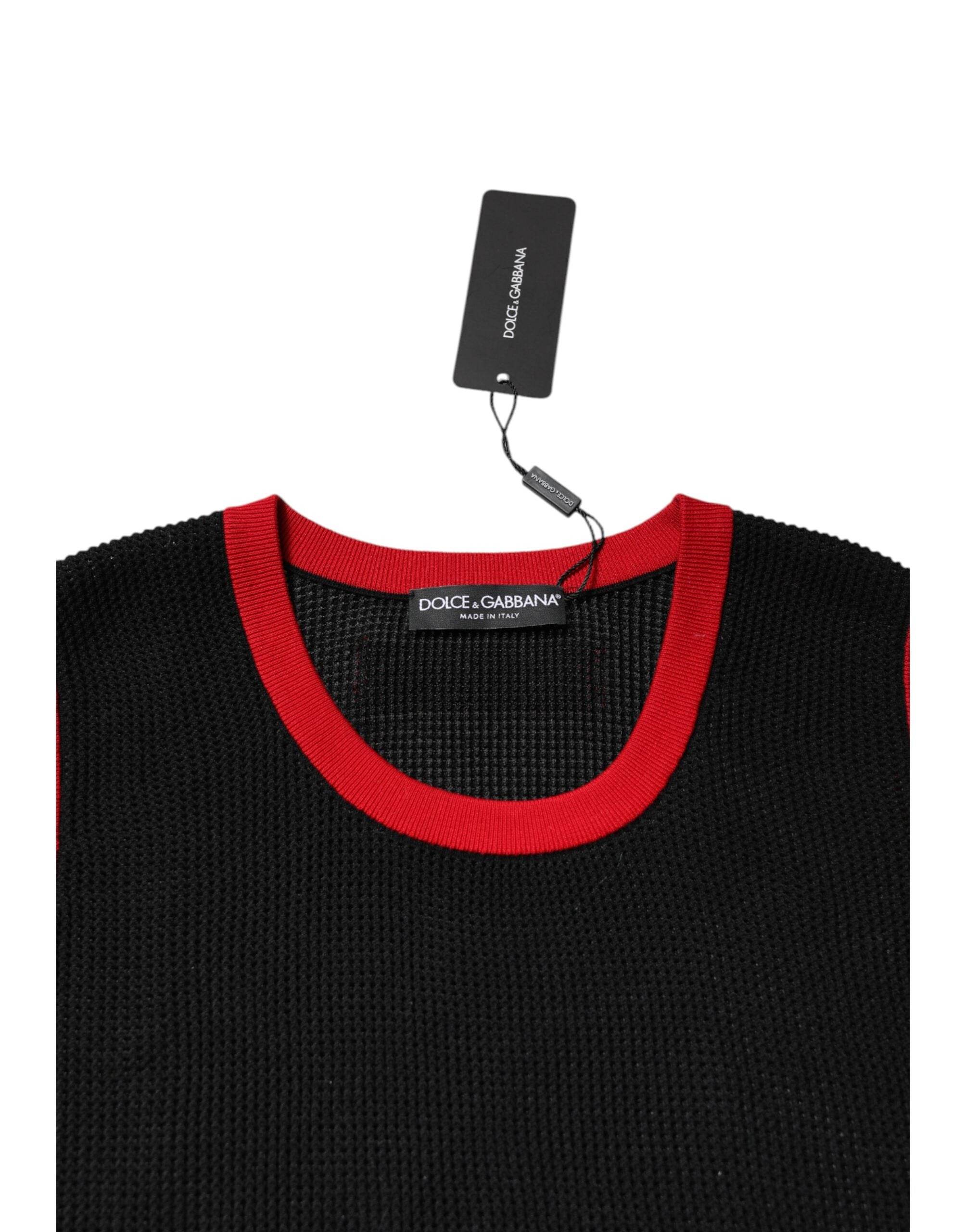 Dolce & Gabbana Black Cotton Slim Fit Round Neck T-shirt - Hilstor