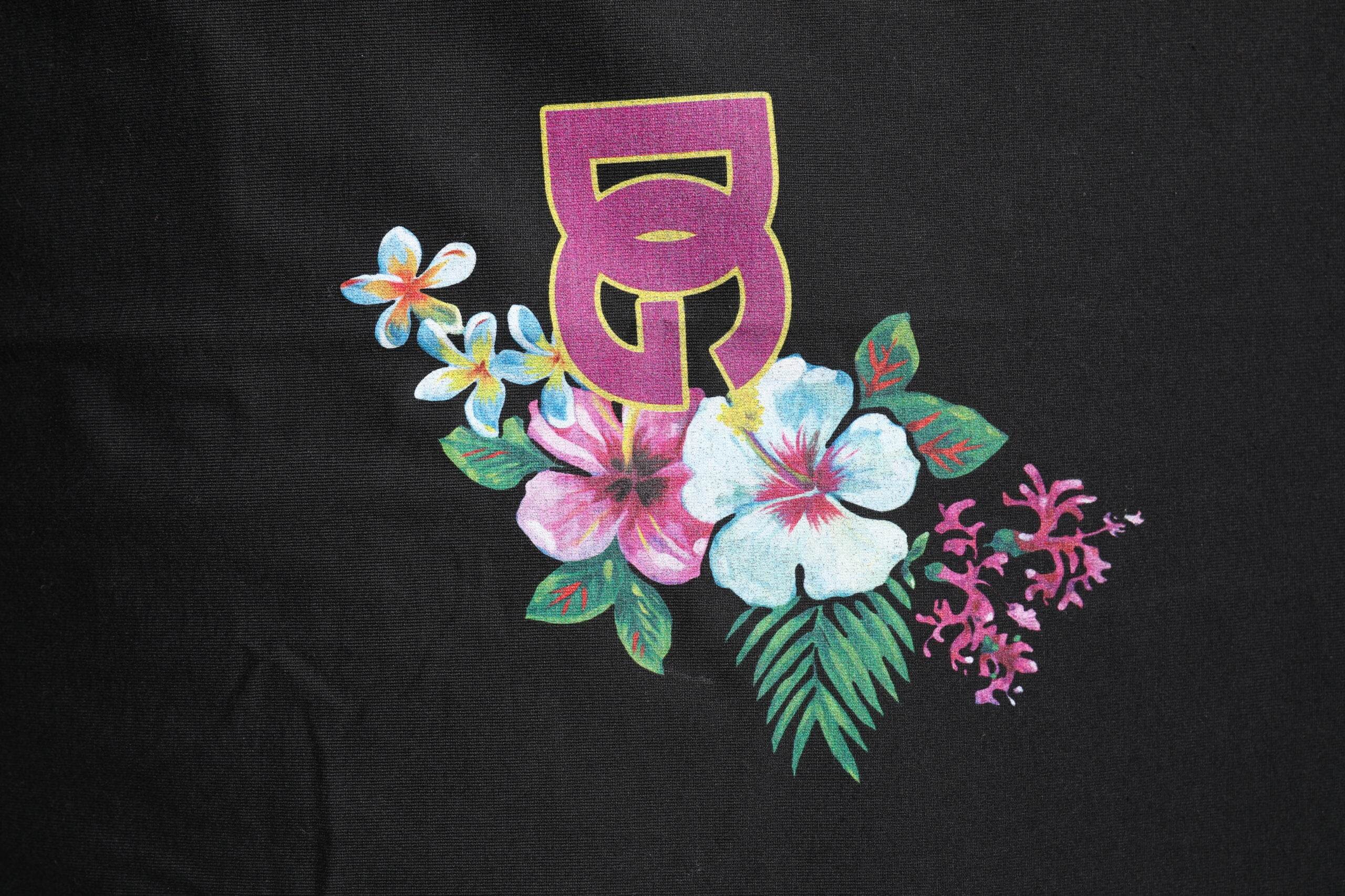 Dolce & Gabbana Black DG Floral Print Crew Neck T-shirt - Hilstor