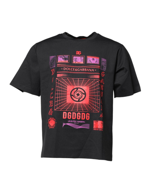 Dolce & Gabbana Black Cotton Graphic Print Crew Neck T-shirt - Hilstor