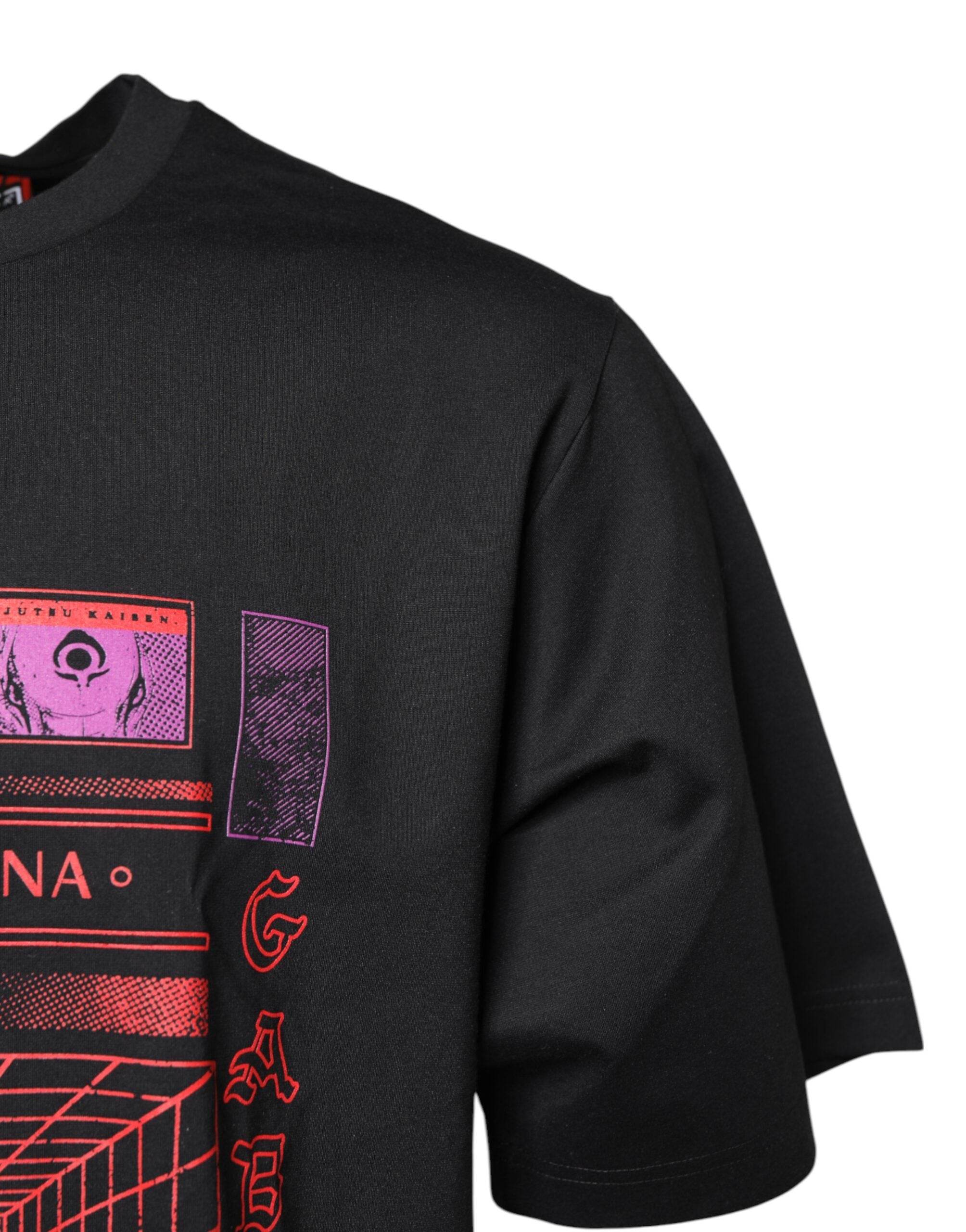 Dolce & Gabbana Black Cotton Graphic Print Crew Neck T-shirt - Hilstor
