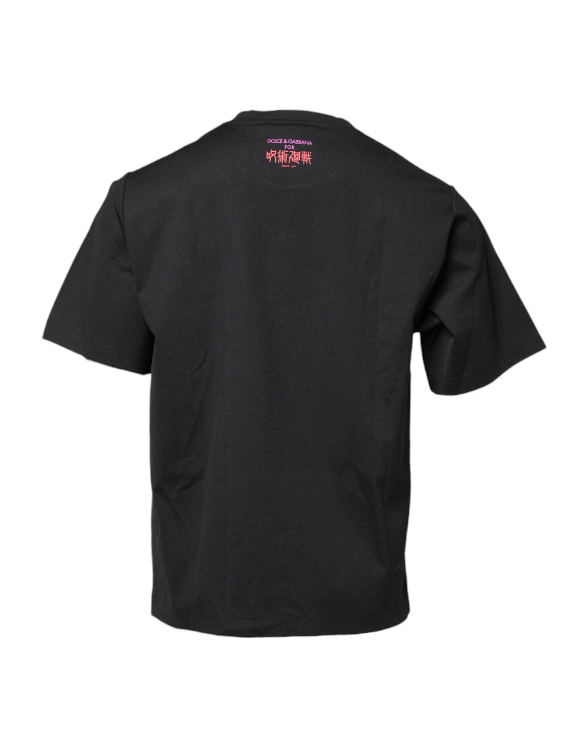 Dolce & Gabbana Black Cotton Graphic Print Crew Neck T-shirt - Hilstor