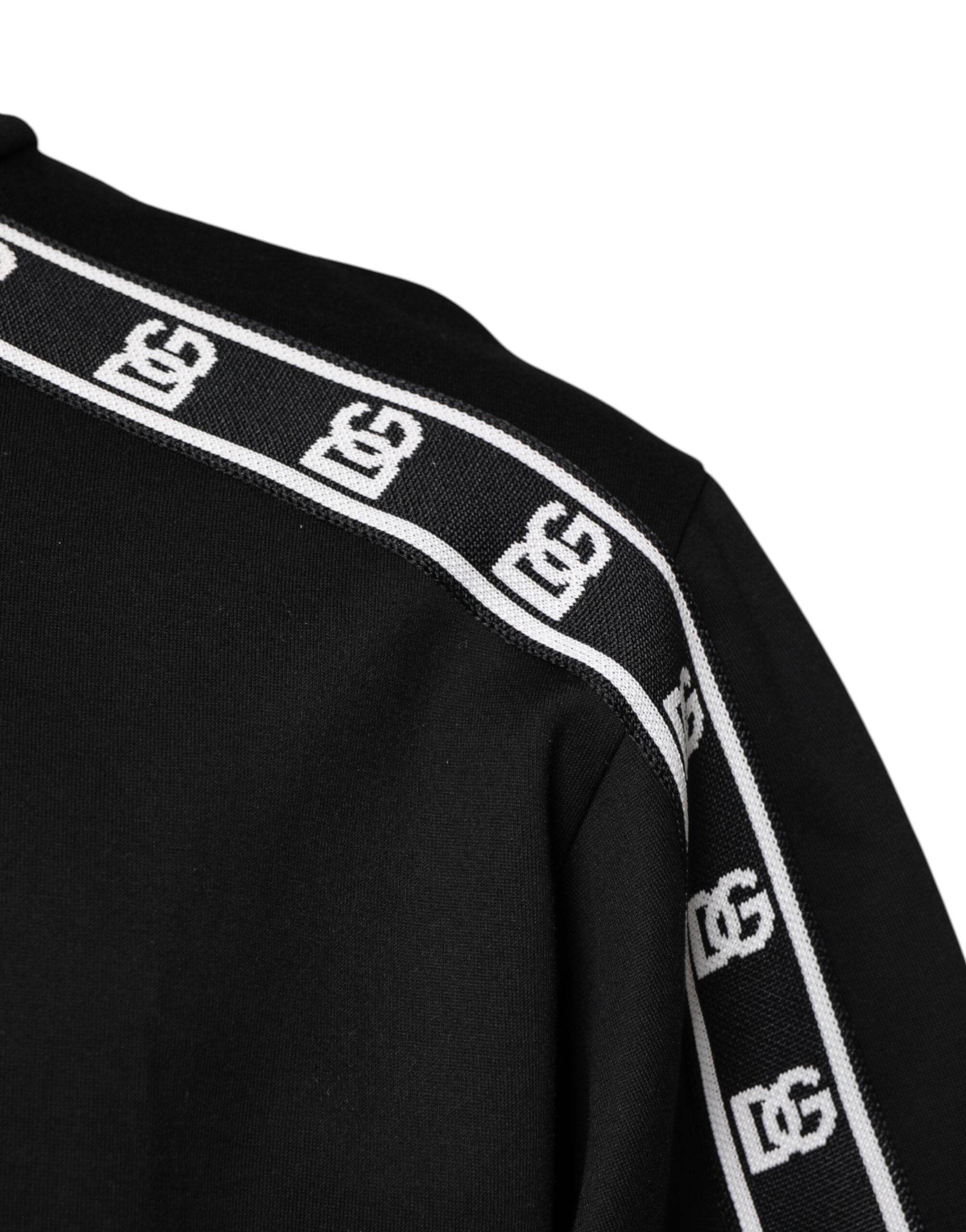 Dolce & Gabbana Black Cotton DG Print Turtleneck T-shirt - Hilstor