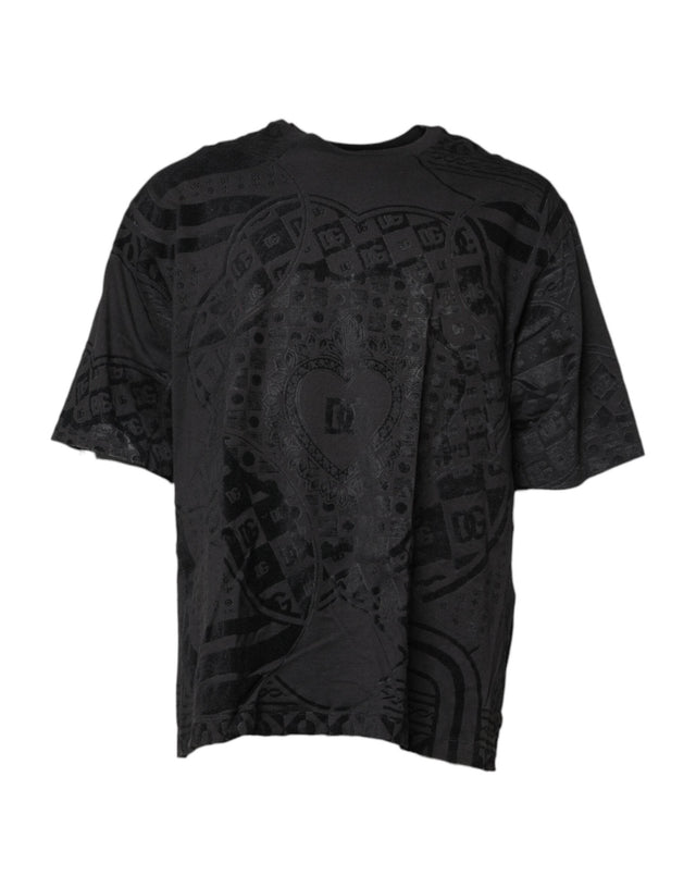Dolce & Gabbana Black Cotton Bandana Logo Crew Neck T-shirt - Hilstor