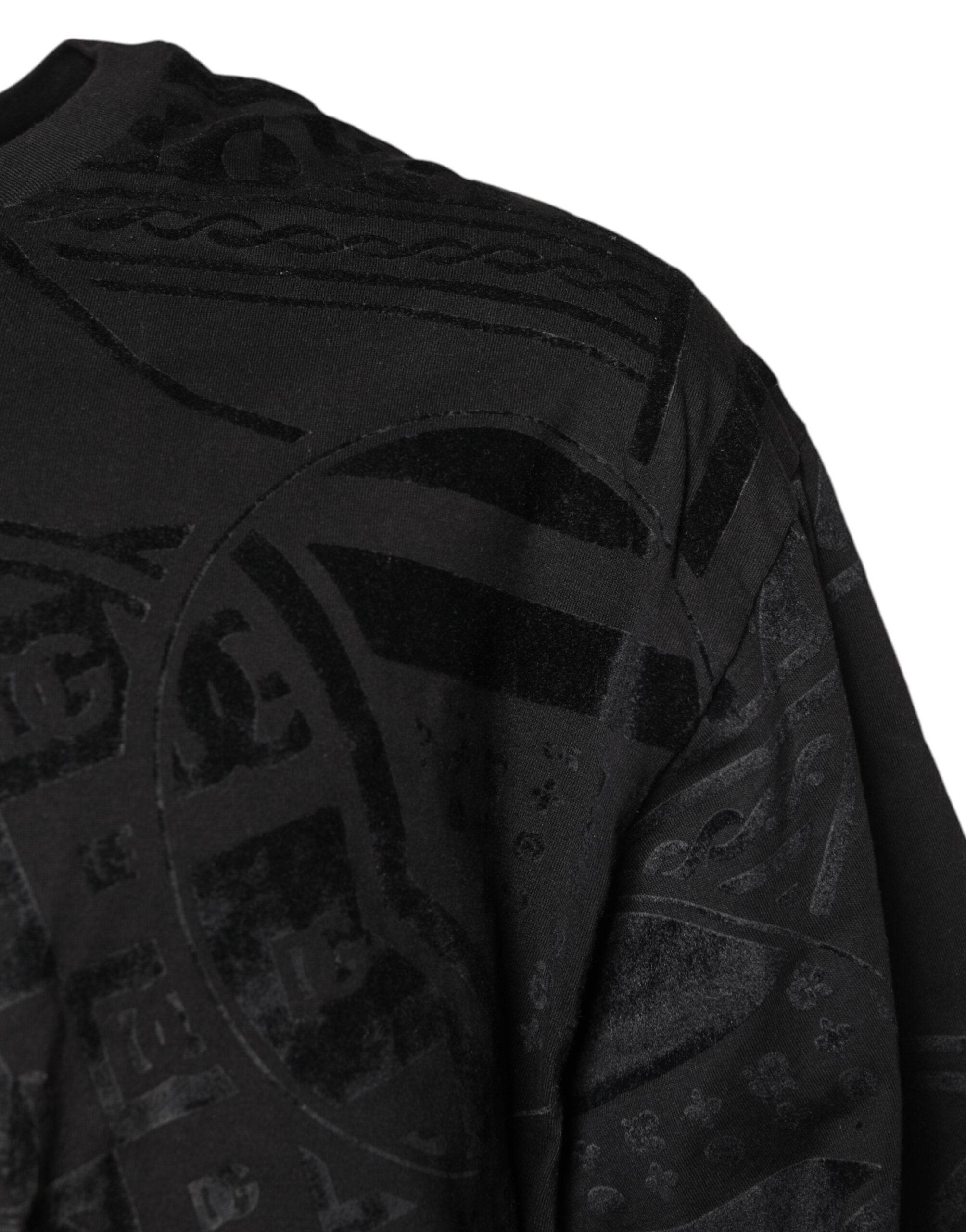 Dolce & Gabbana Black Cotton Bandana Logo Crew Neck T-shirt - Hilstor