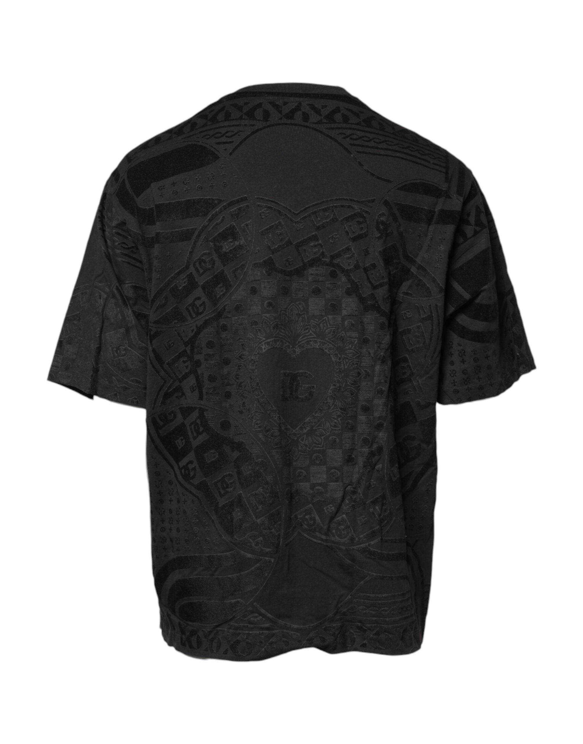 Dolce & Gabbana Black Cotton Bandana Logo Crew Neck T-shirt - Hilstor