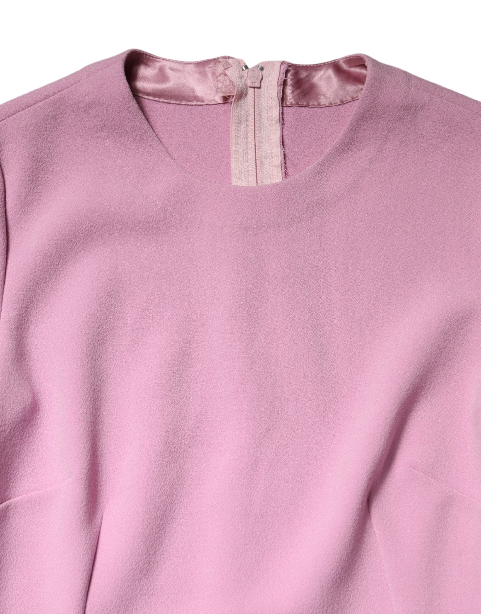 Dolce &amp; Gabbana lyserød polyester minikjole med lange ærmer