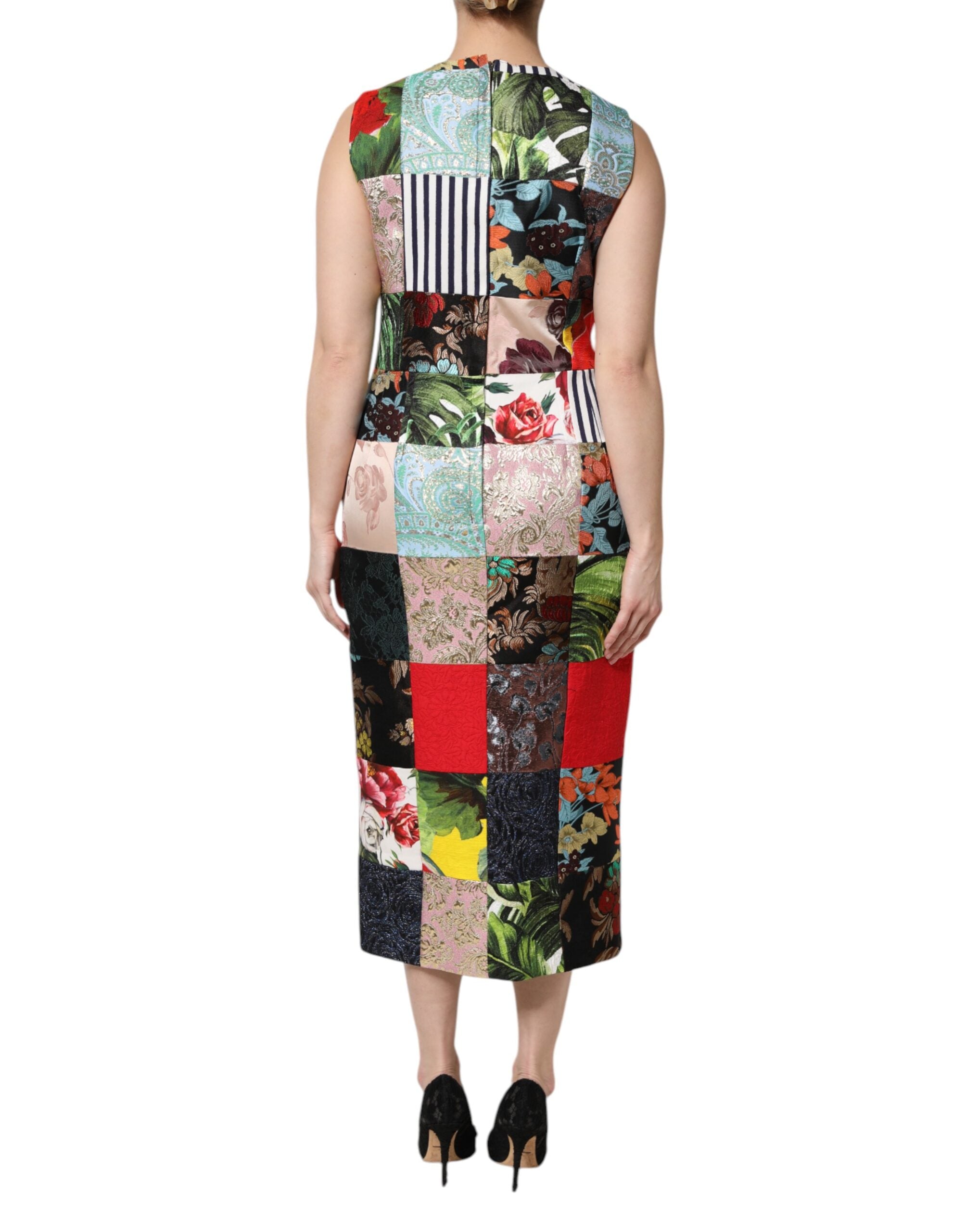 Dolce &amp; Gabbana Flerfarvet Patchwork Ærmeløs Skedekjole