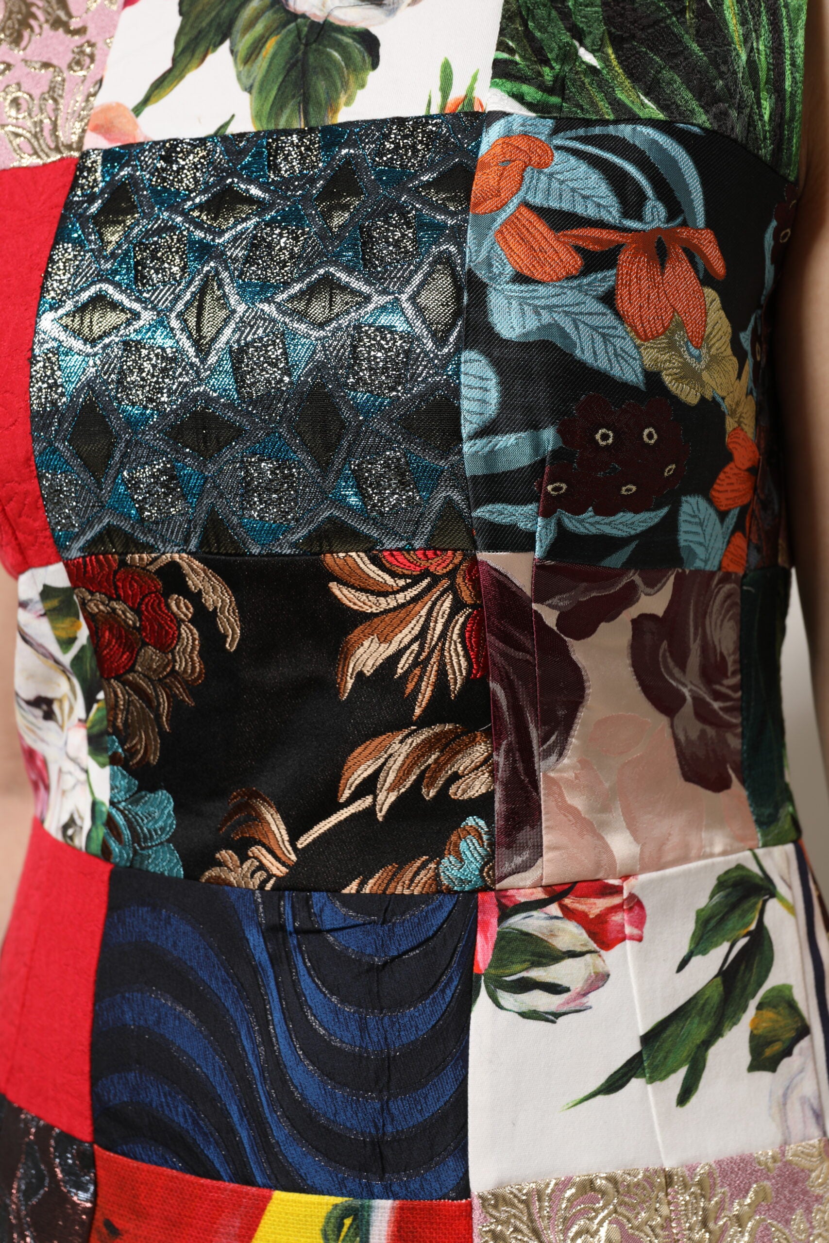 Dolce &amp; Gabbana Flerfarvet Patchwork Ærmeløs Skedekjole