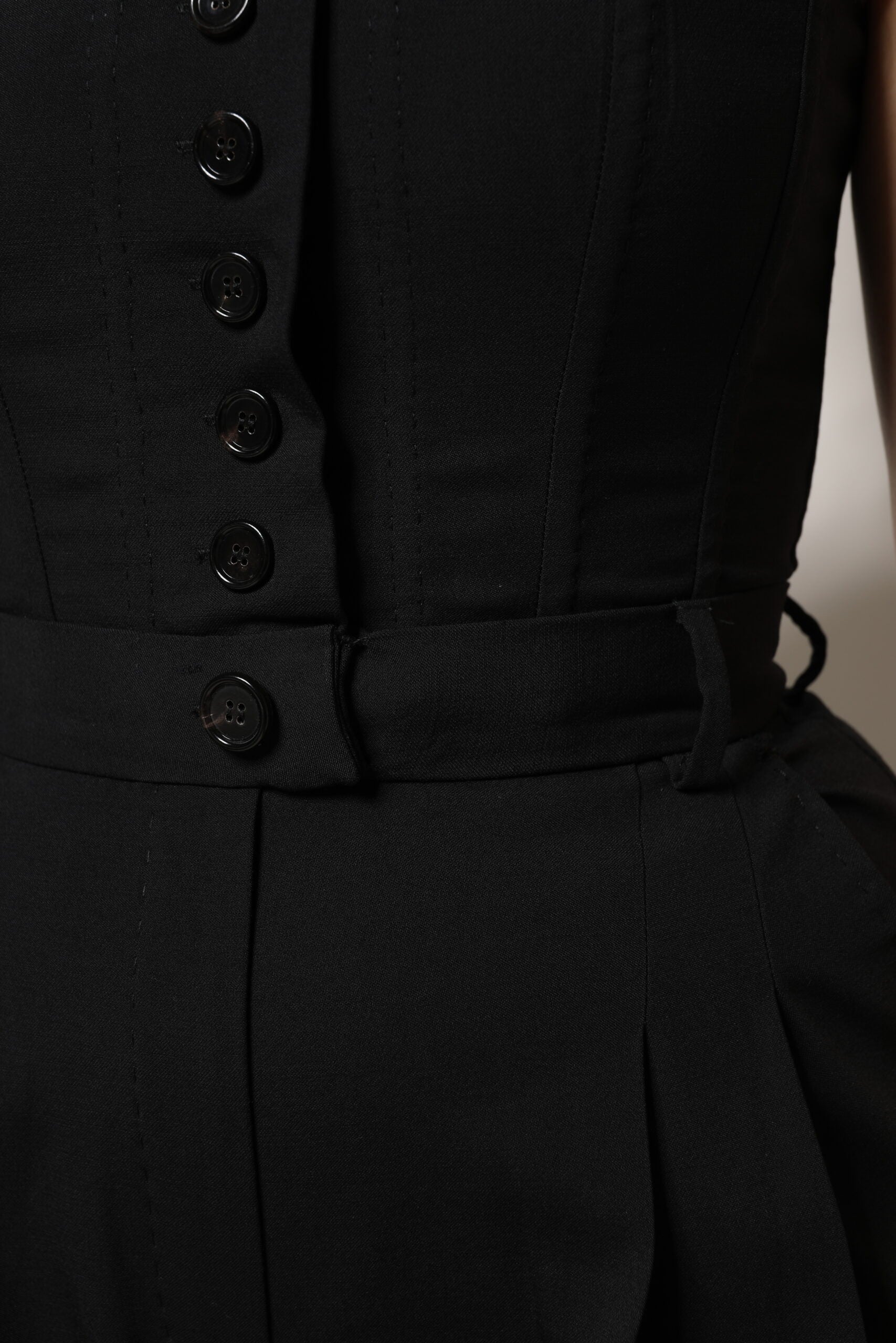 Dolce &amp; Gabbana Sort Uld Stropløs Romper Jumpsuit Kjole