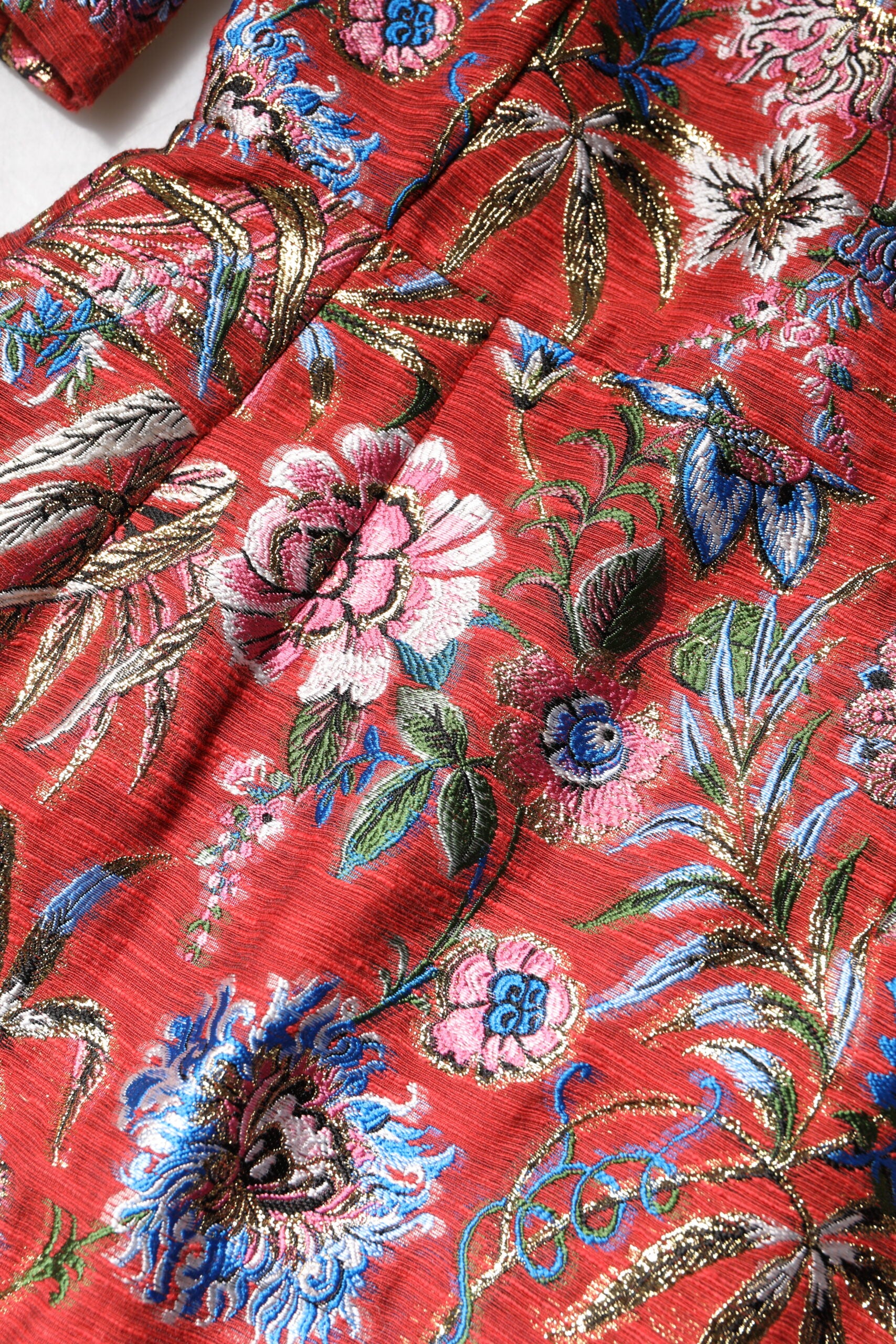 Dolce &amp; Gabbana Rød Blomsterjacquard A-formet Minikjole