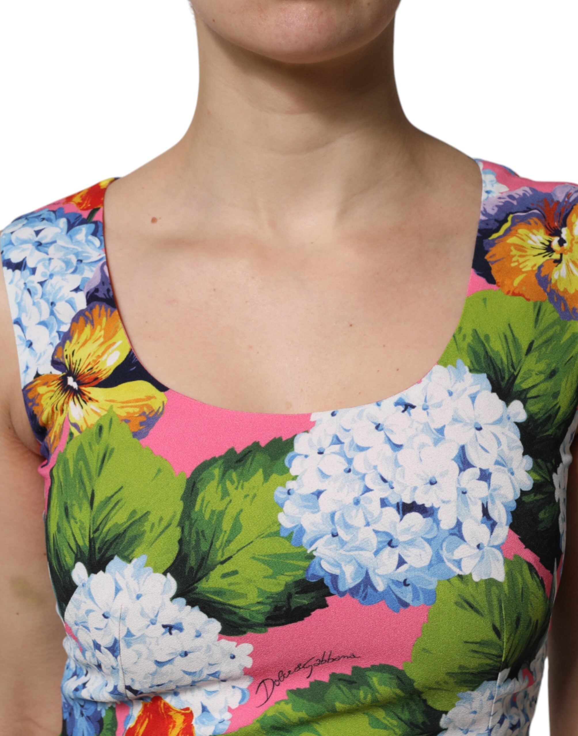 Dolce &amp; Gabbana Flerfarvet Blomster Ærmeløs Skedekjole
