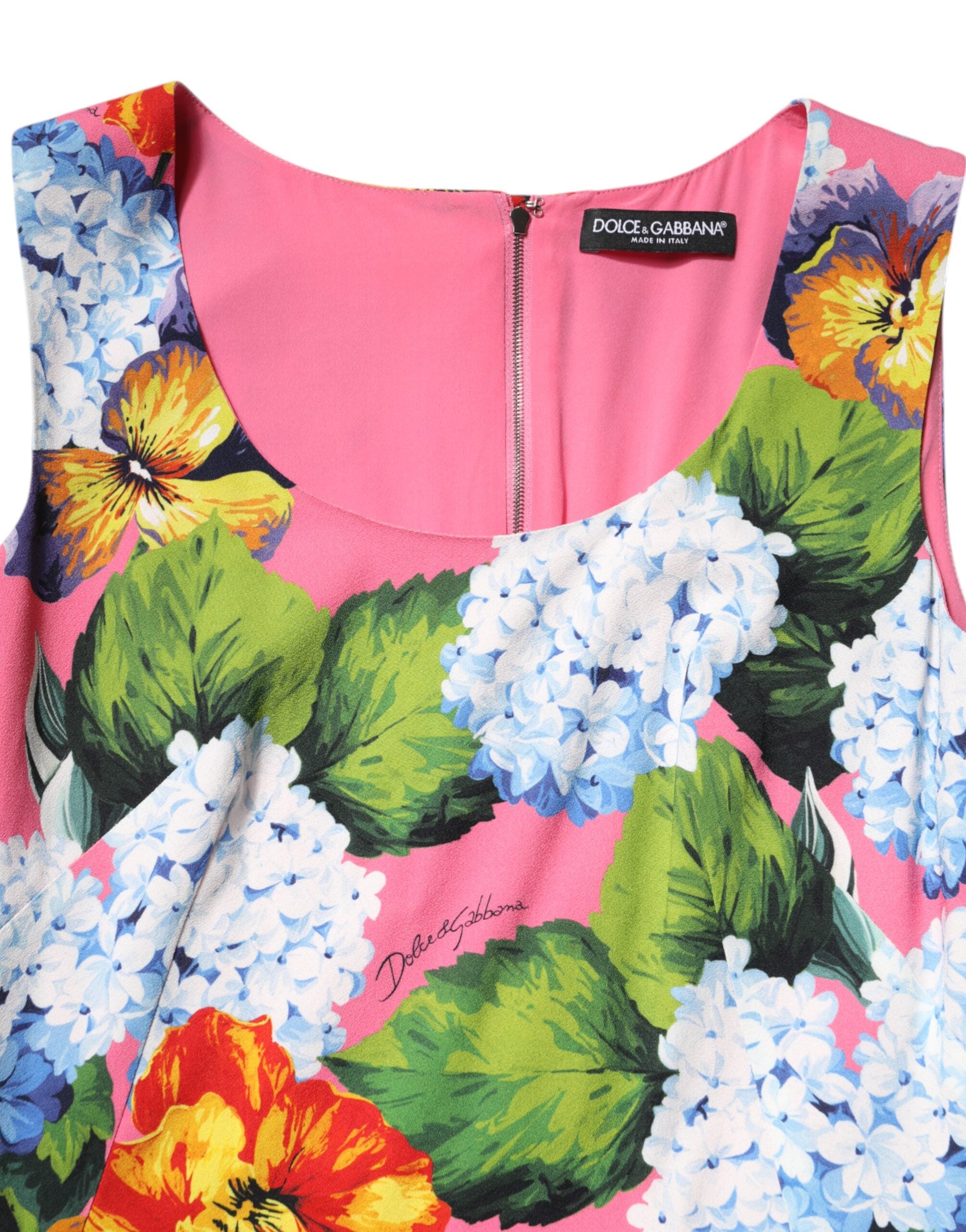 Dolce &amp; Gabbana Flerfarvet Blomster Ærmeløs Skedekjole