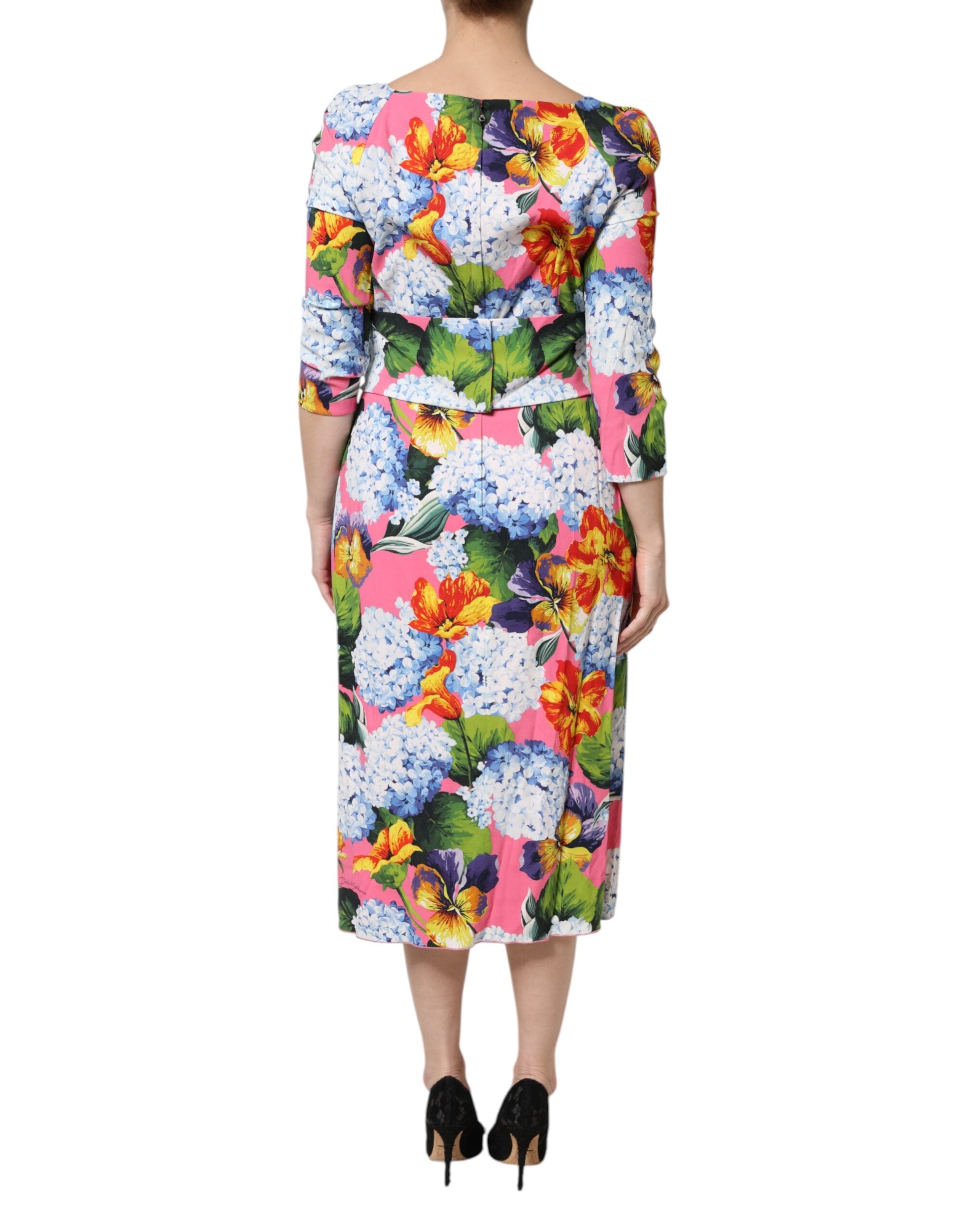 Dolce &amp; Gabbana Multifarvet Blomsterprintet Plisseret Midikjole