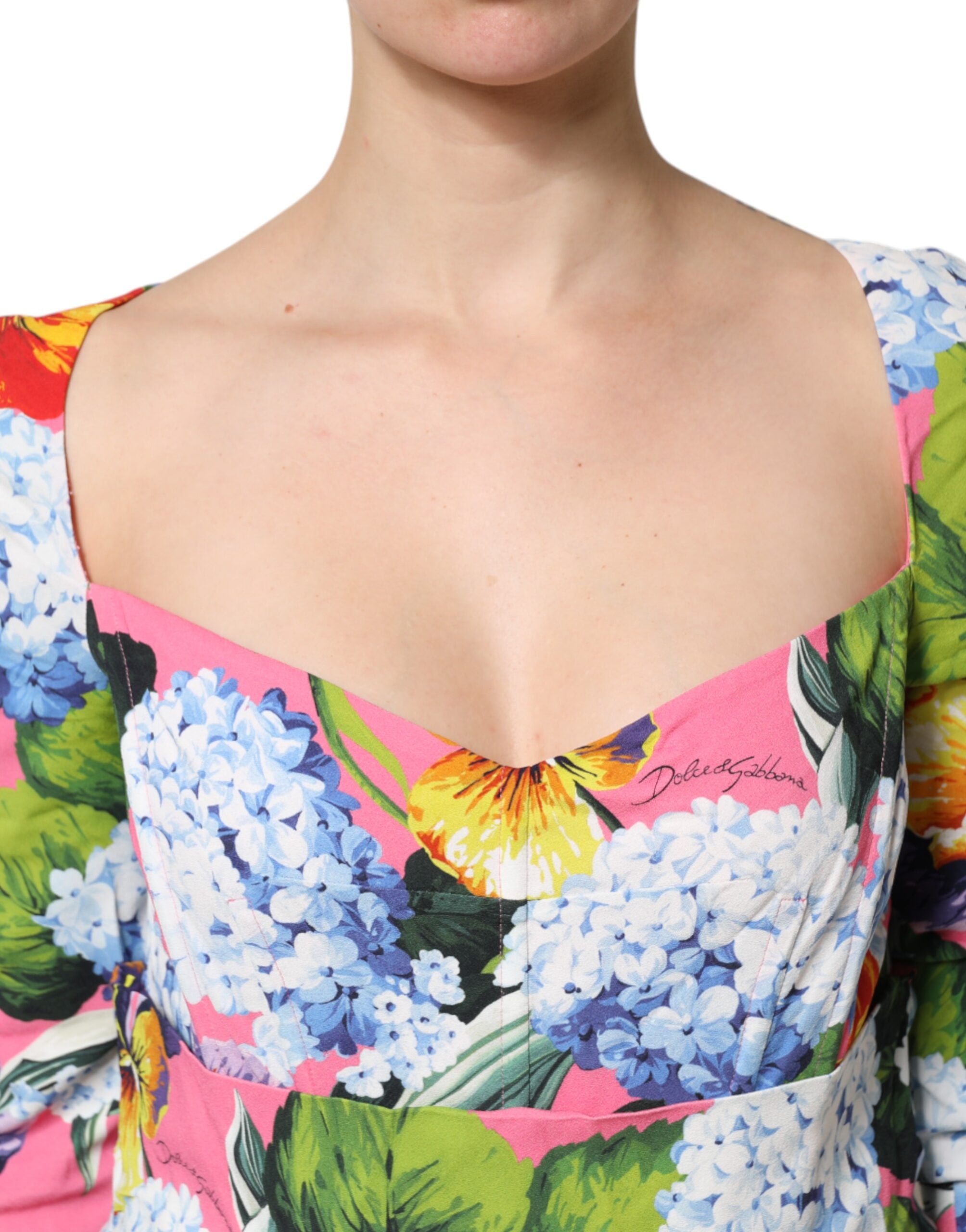 Dolce &amp; Gabbana Multifarvet Blomsterprintet Plisseret Midikjole