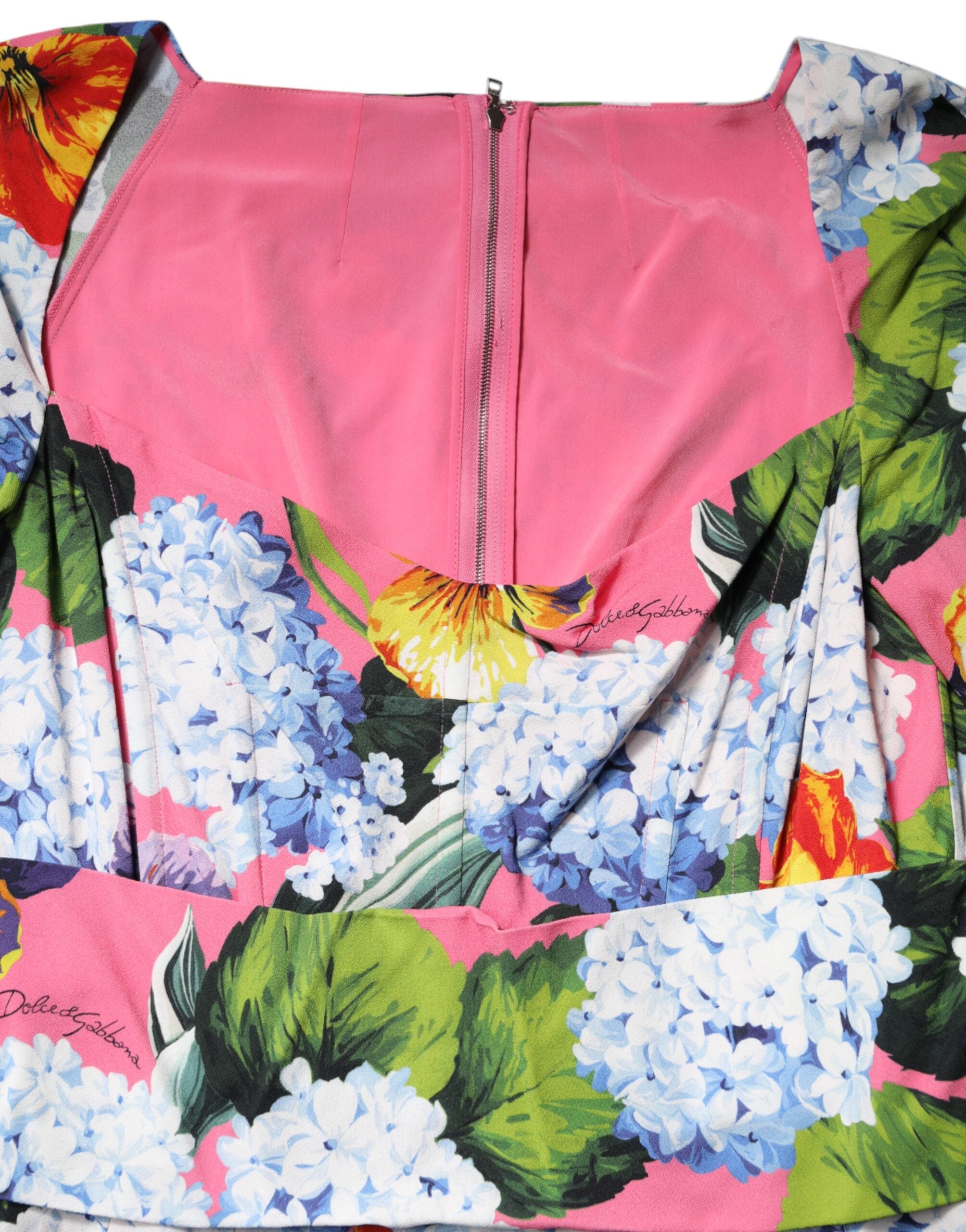 Dolce &amp; Gabbana Multifarvet Blomsterprintet Plisseret Midikjole