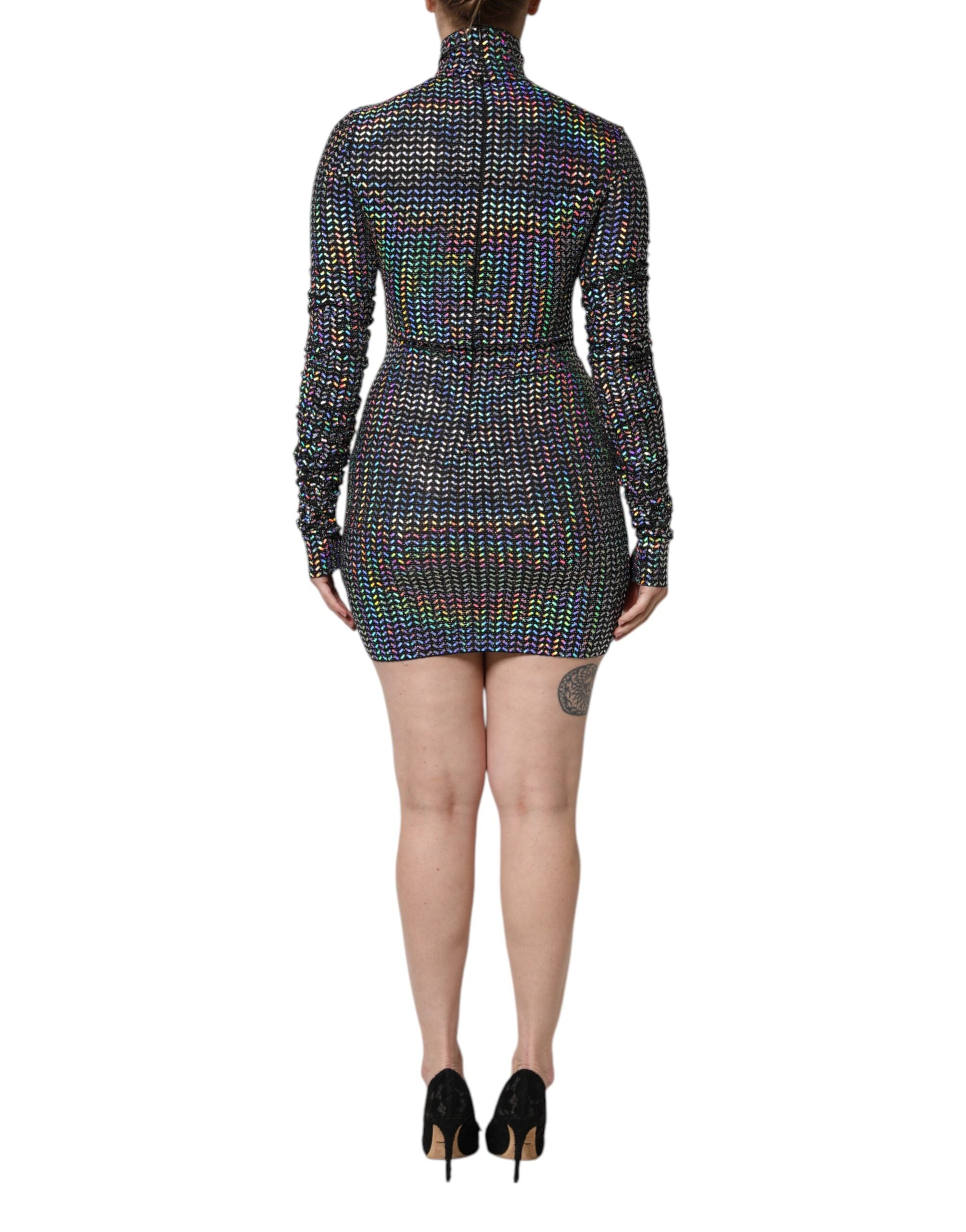 Dolce &amp; Gabbana sort udsmykket nylon Bodycon mini kjole