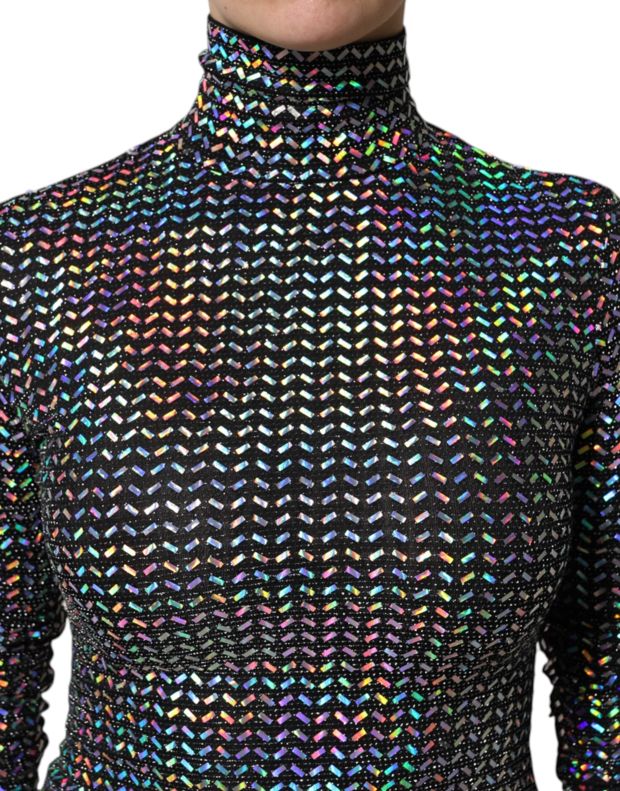 Dolce &amp; Gabbana sort udsmykket nylon Bodycon mini kjole