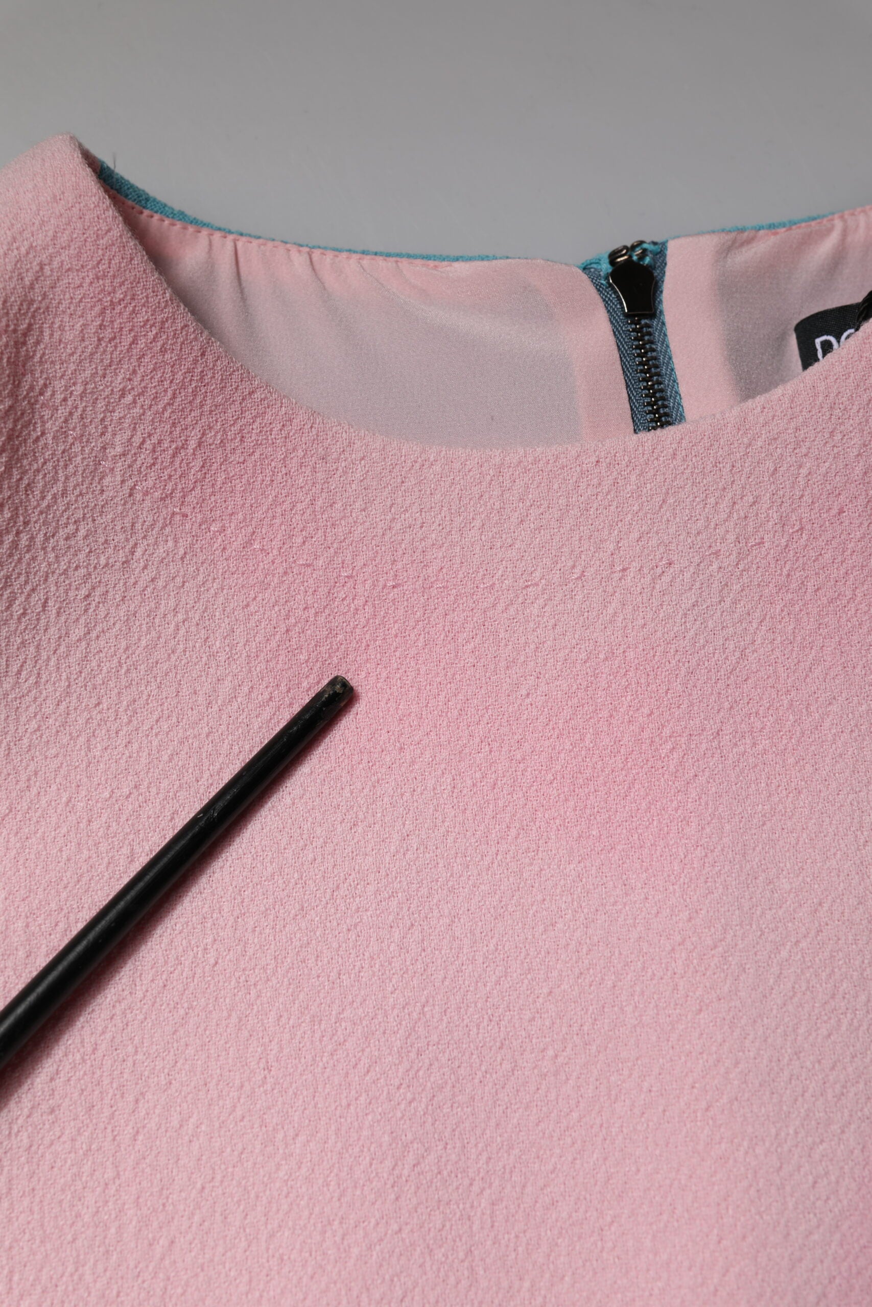 Dolce &amp; Gabbana Pink Blå Uld Ærmeløs Shift Minikjole