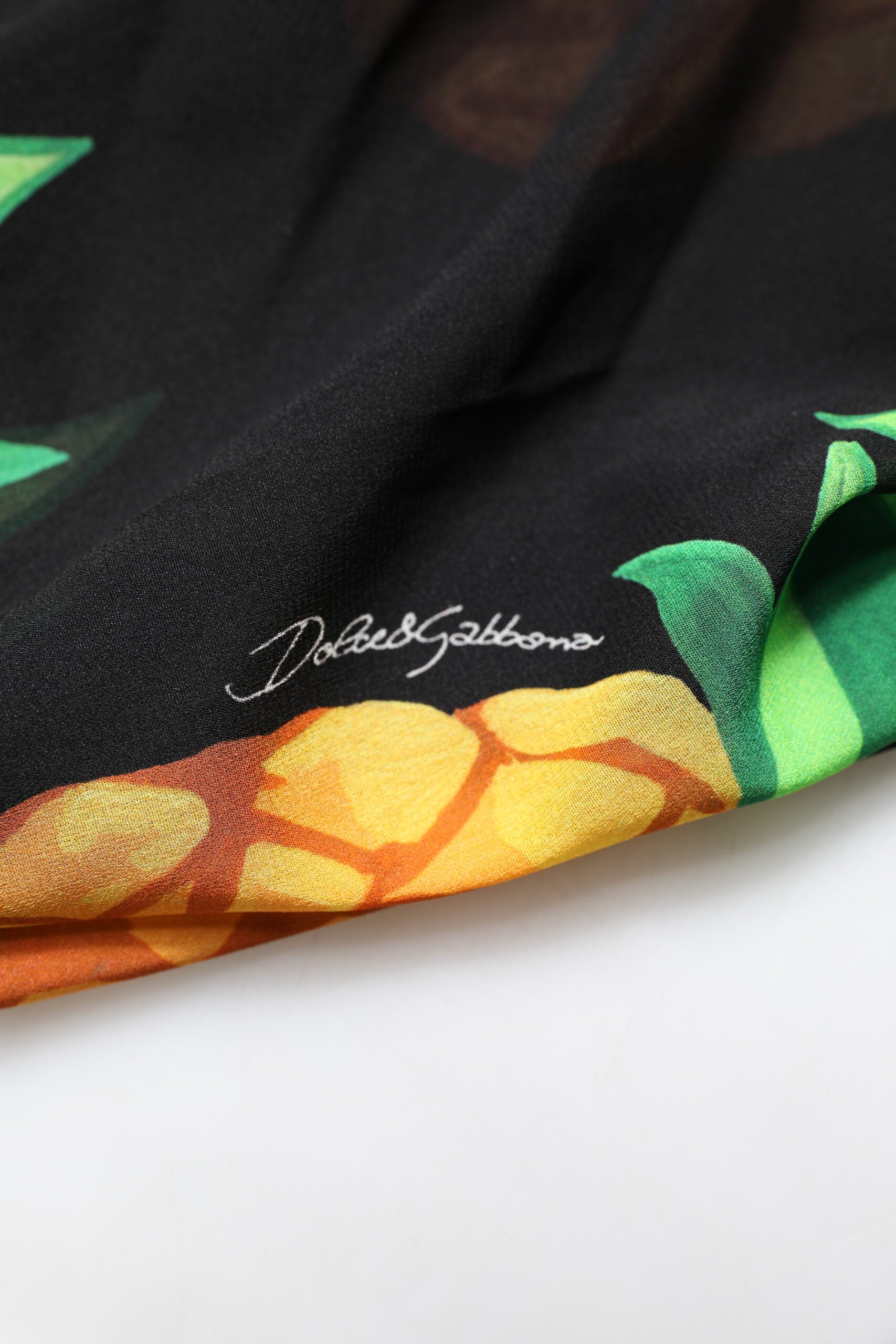 Dolce &amp; Gabbana Sort Ananasprint Silke Minikjole