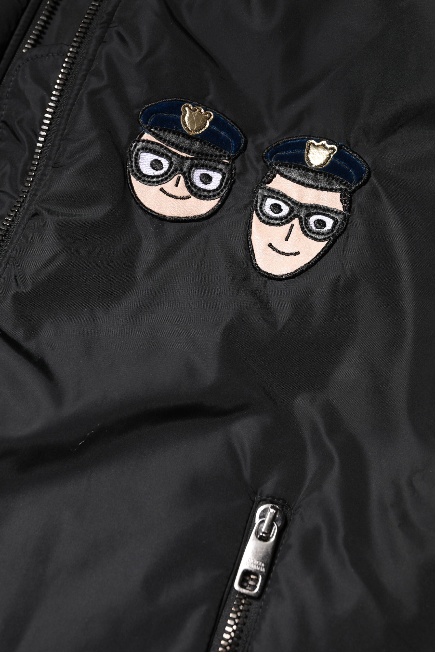Dolce &amp; Gabbana Sort Nylon #DGFamily Bomberjakke med Lynlås