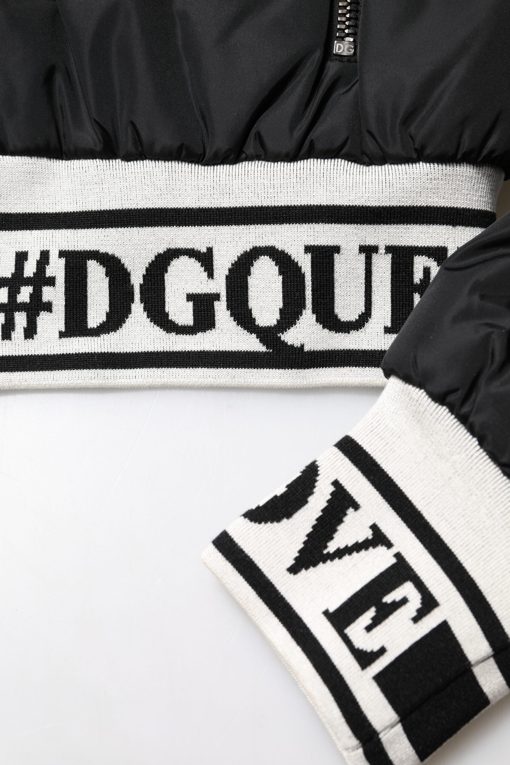 Dolce &amp; Gabbana Sort Nylon #DGFamily Bomberjakke med Lynlås