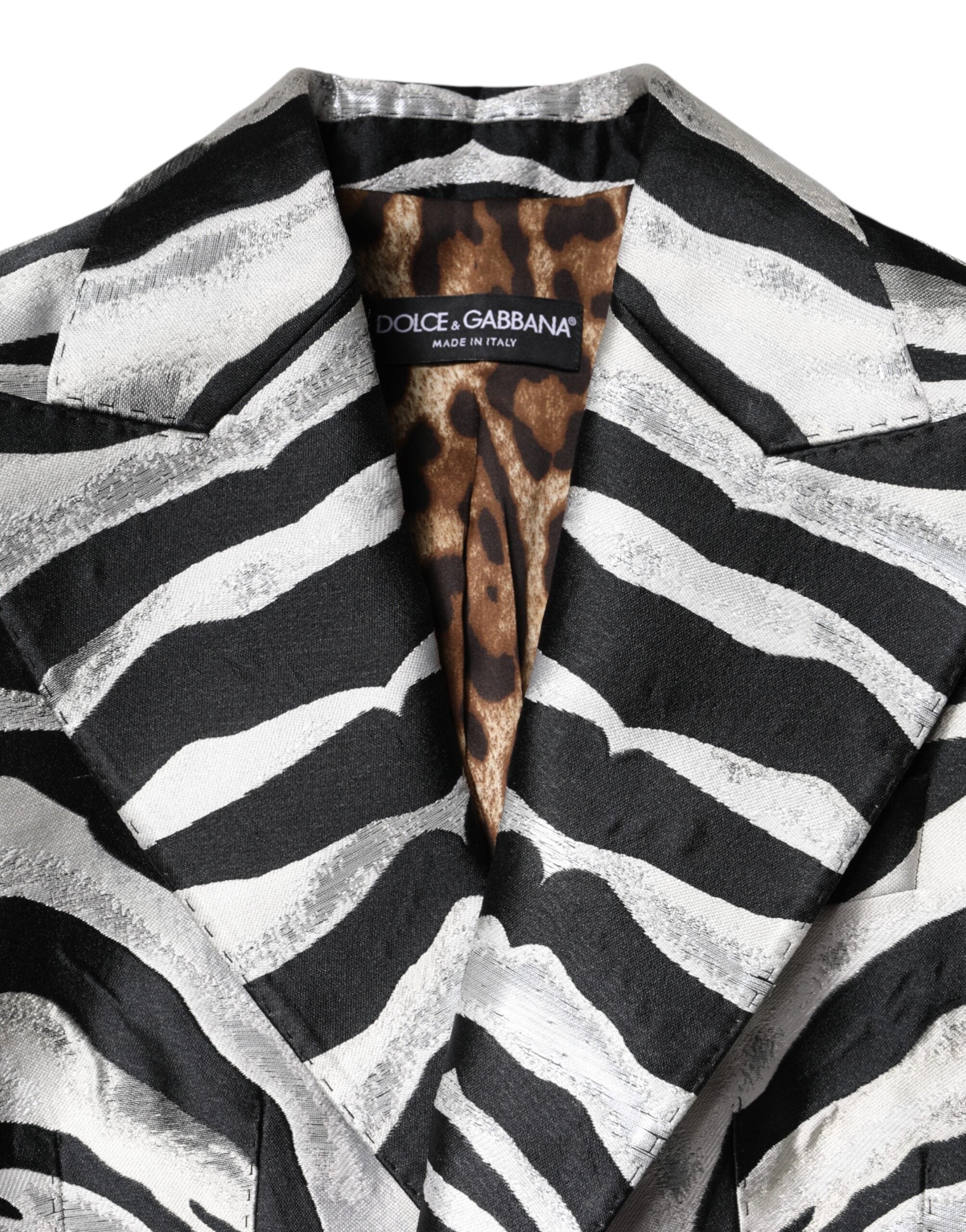 Dolce &amp; Gabbana Sort Hvid Polyester Dame Blazer Jakke