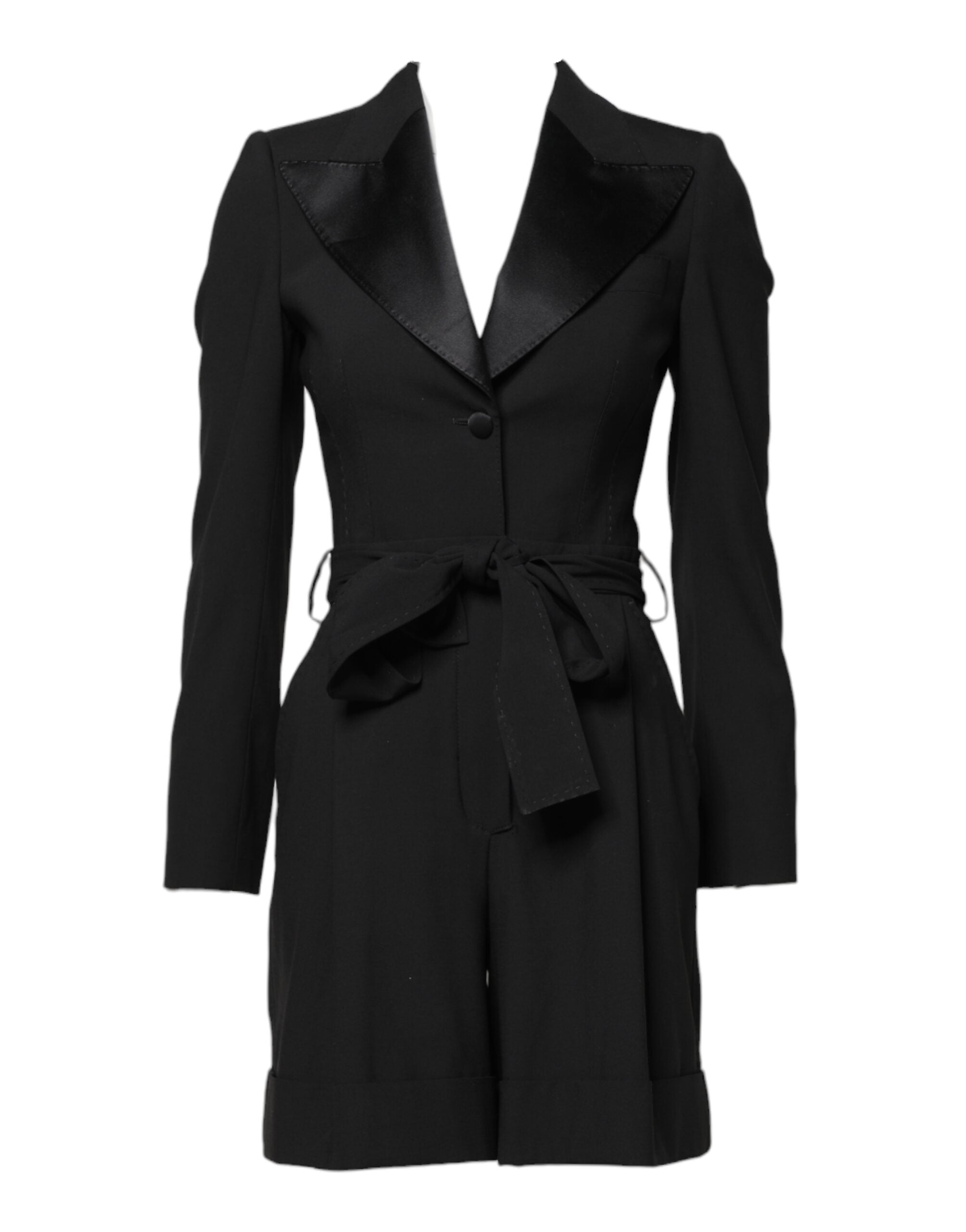 Dolce &amp; Gabbana Sort Uld Jumpsuit Kjole Dame Frakke Jakke