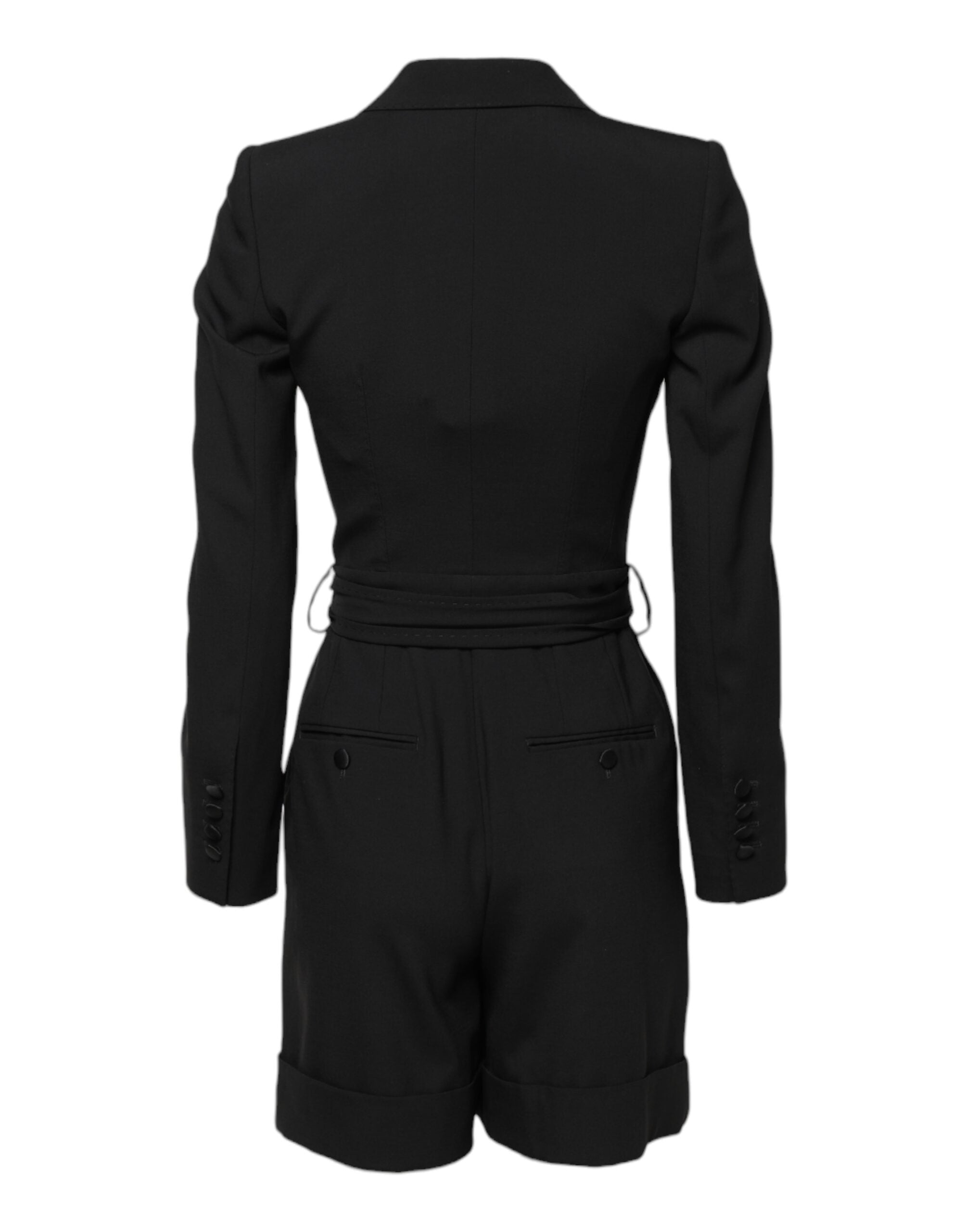 Dolce &amp; Gabbana Sort Uld Jumpsuit Kjole Dame Frakke Jakke