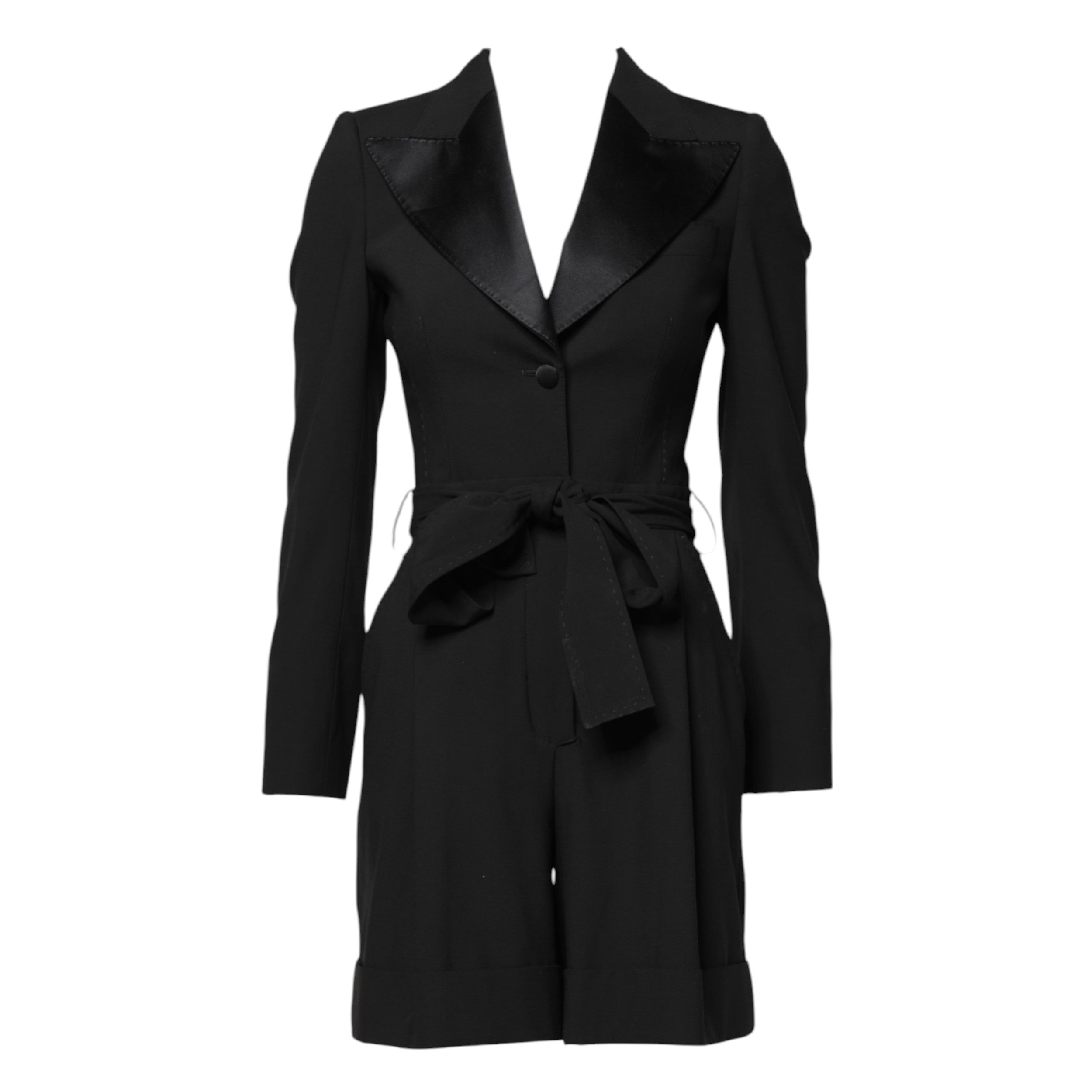 Dolce &amp; Gabbana Sort Uld Jumpsuit Kjole Dame Frakke Jakke