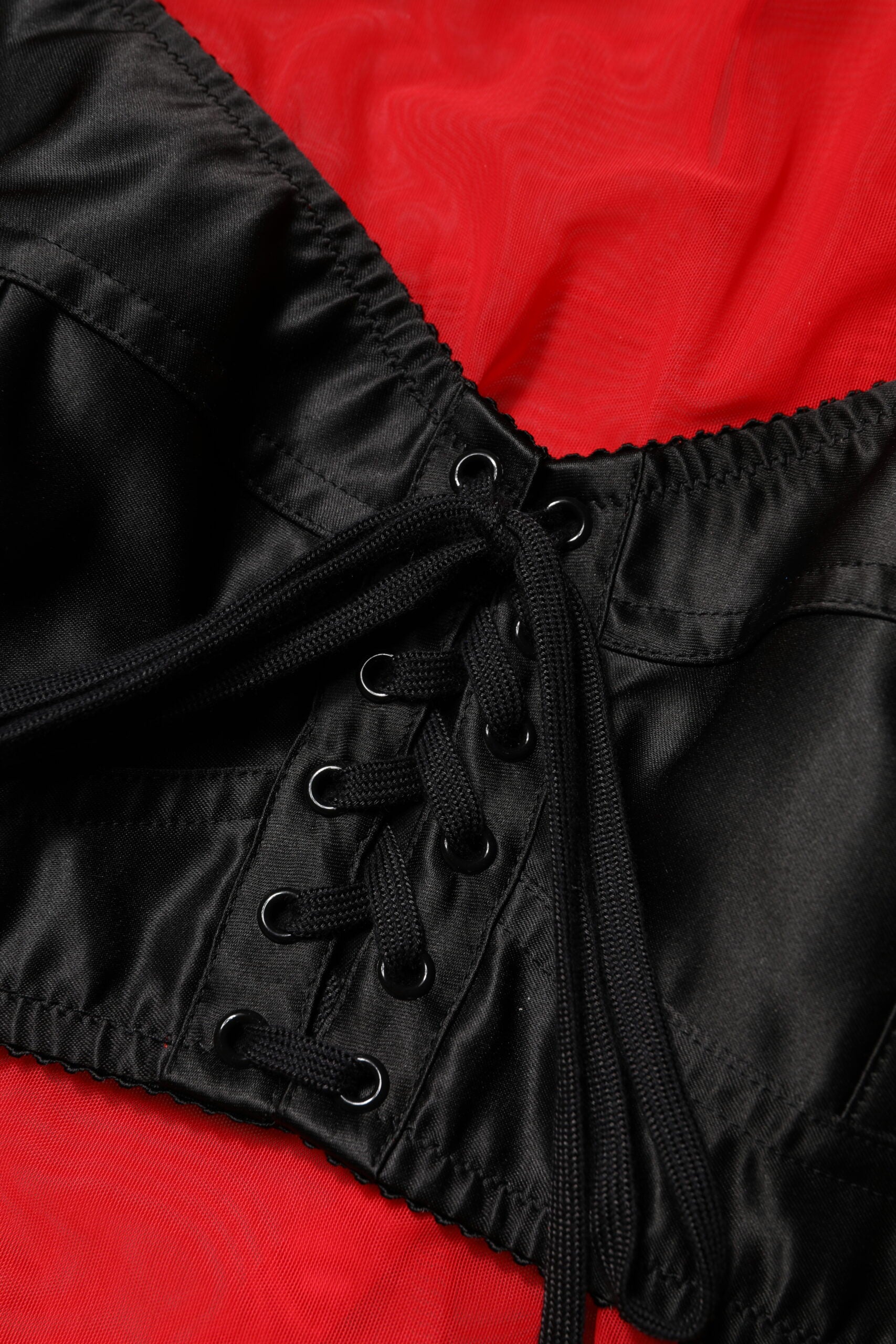Dolce &amp; Gabbana Rød Sort Bustier Detaljeret Top Med Lange Ærmer