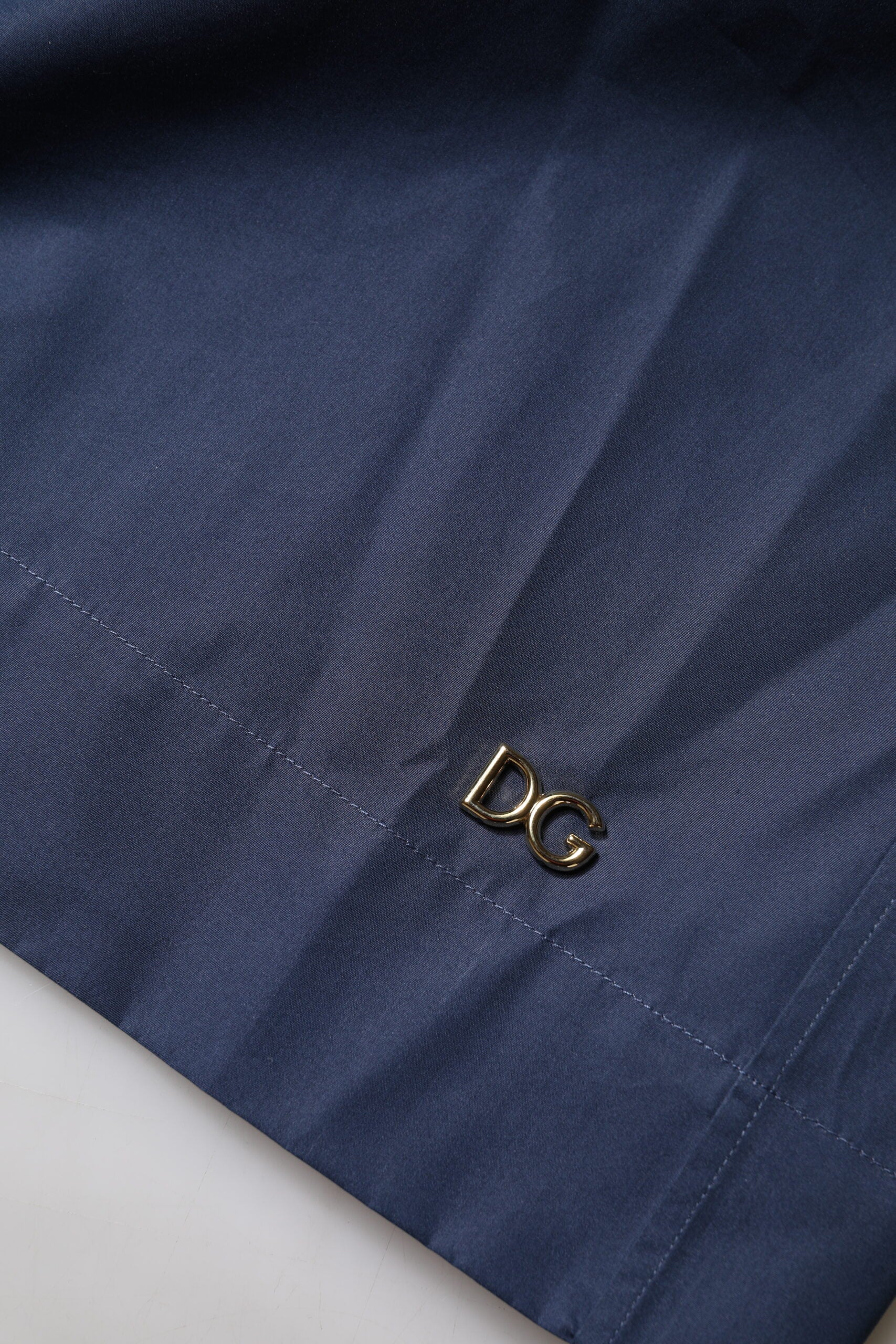 Dolce &amp; Gabbana Blå bomuldstop med korte ærmer og knapper