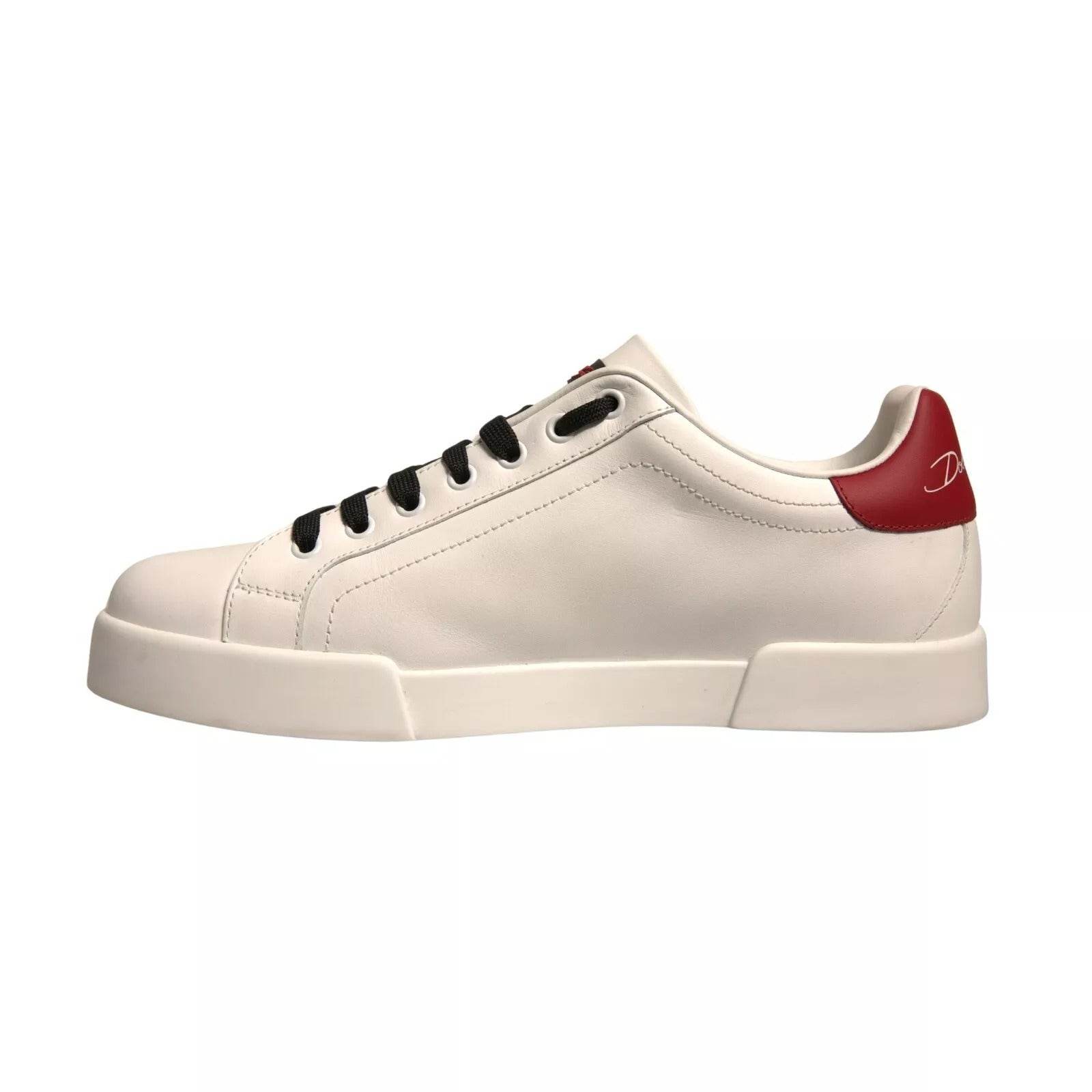 Dolce & Gabbana White Leather DG Logo Low Top Sneaker Shoes - Hilstor