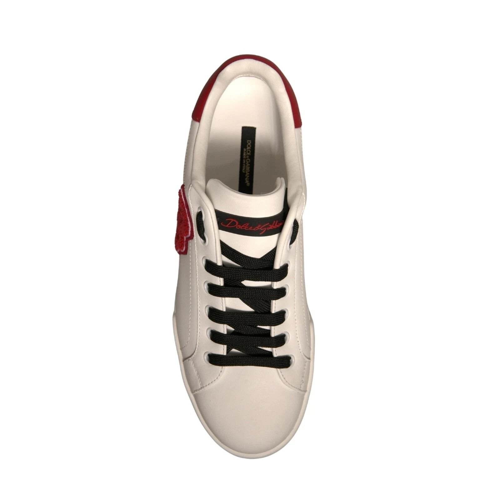 Dolce & Gabbana White Leather DG Logo Low Top Sneaker Shoes - Hilstor