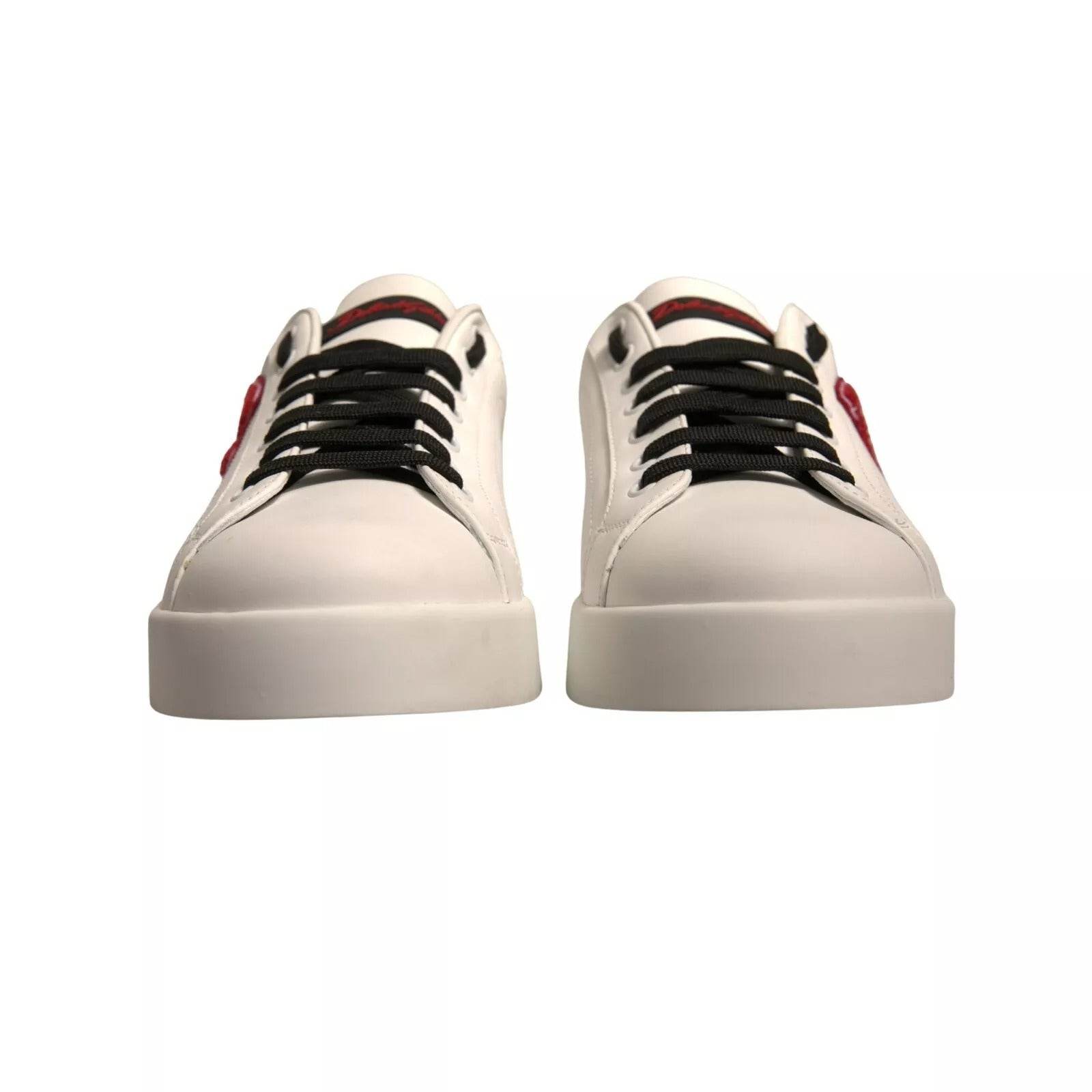 Dolce & Gabbana White Leather DG Logo Low Top Sneaker Shoes - Hilstor