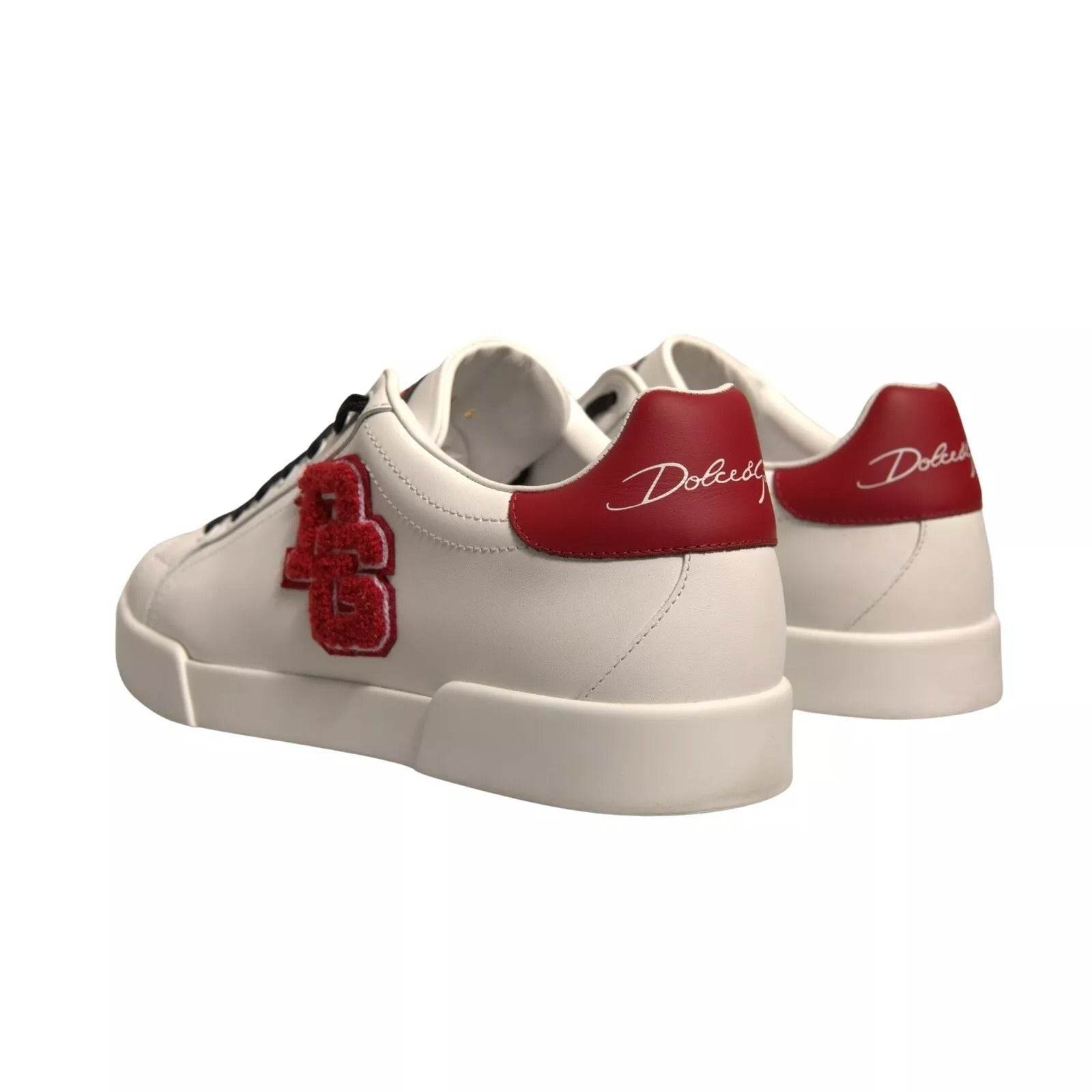 Dolce & Gabbana White Leather DG Logo Low Top Sneaker Shoes - Hilstor