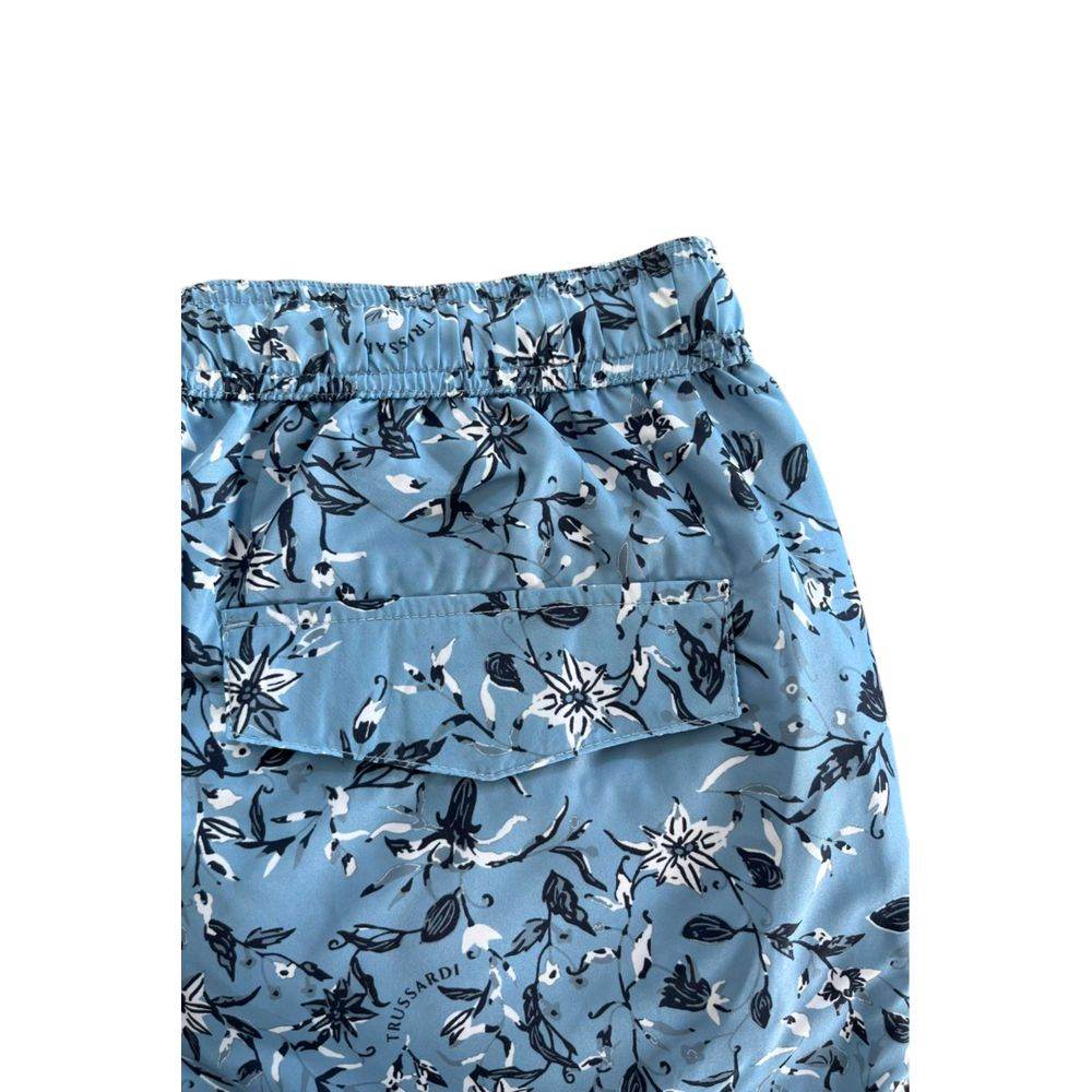 Trussardi Beachwear Light Blue Polyester Men Swim Short - Hilstor
