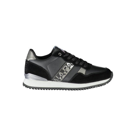 Napapijri Chic Black Lace-Up Sneakers with Contrast Detail - Hilstor