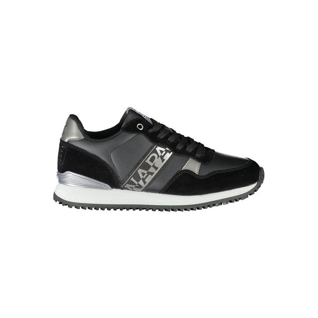Napapijri Chic Black Lace-Up Sneakers with Contrast Detail - Hilstor