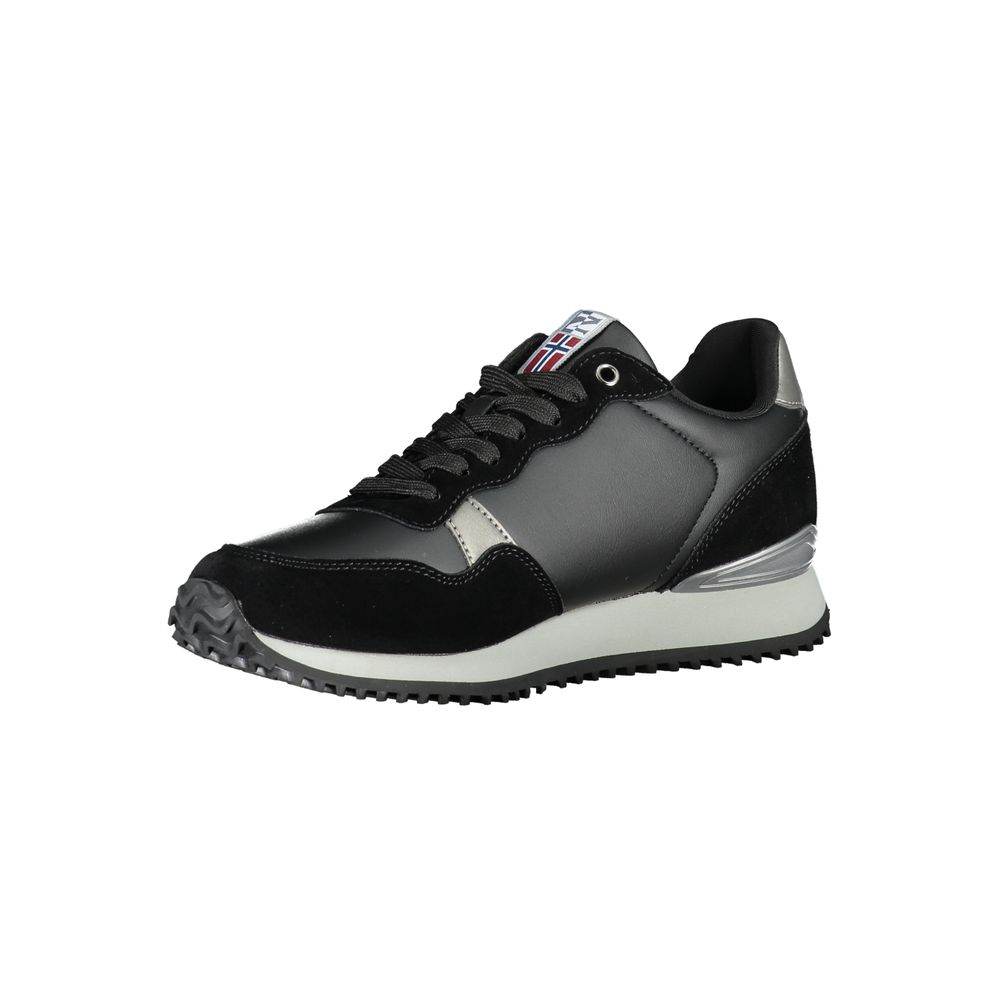 Napapijri Chic Black Lace-Up Sneakers with Contrast Detail - Hilstor