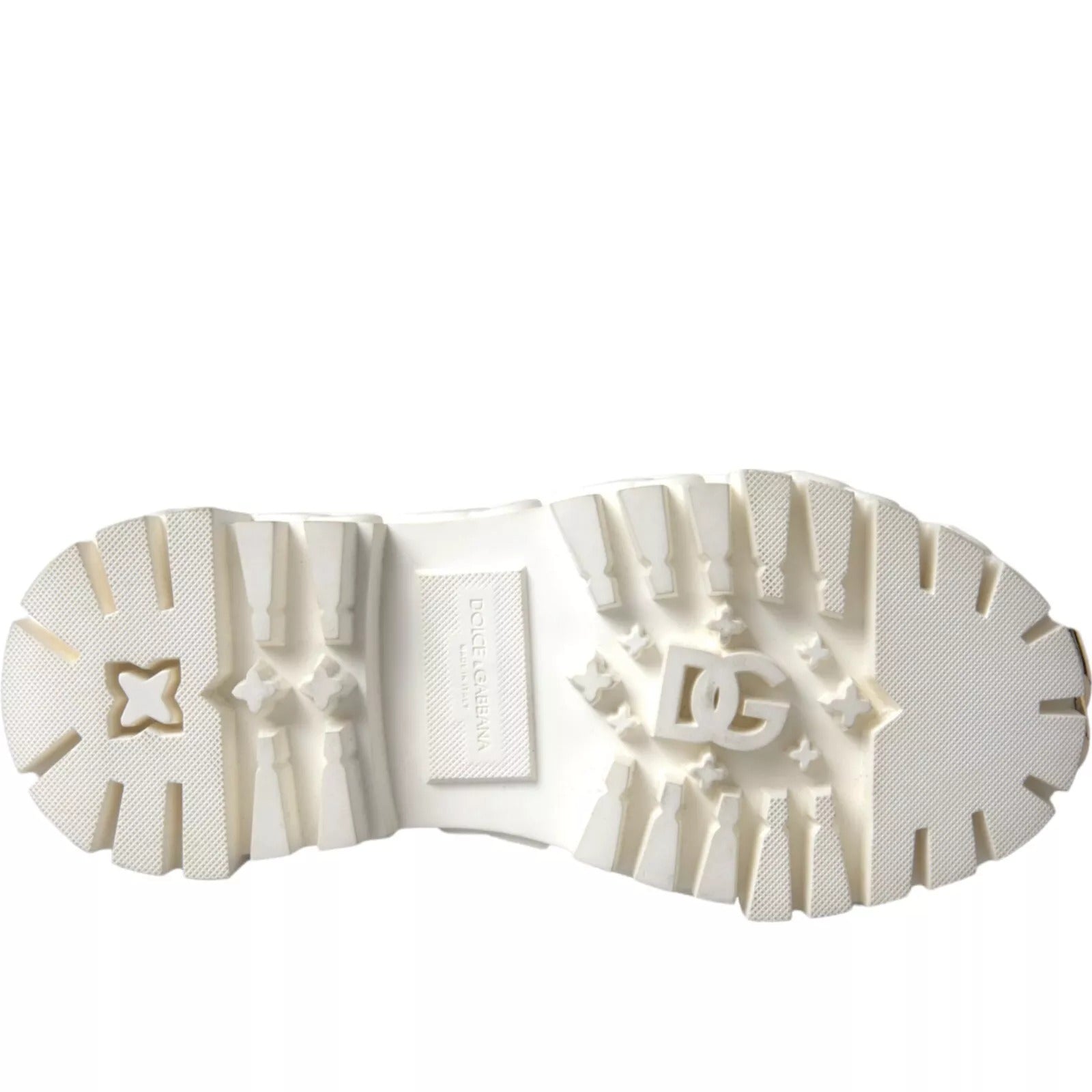 Dolce &amp; Gabbana hvid læder gummi logo ankelstøvler sko